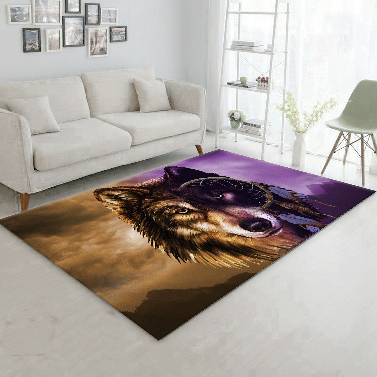 Wolf Dreamcatcher Rectangle Rug 5 Gifts for Cat Lovers - Indoor Outdoor Rugs