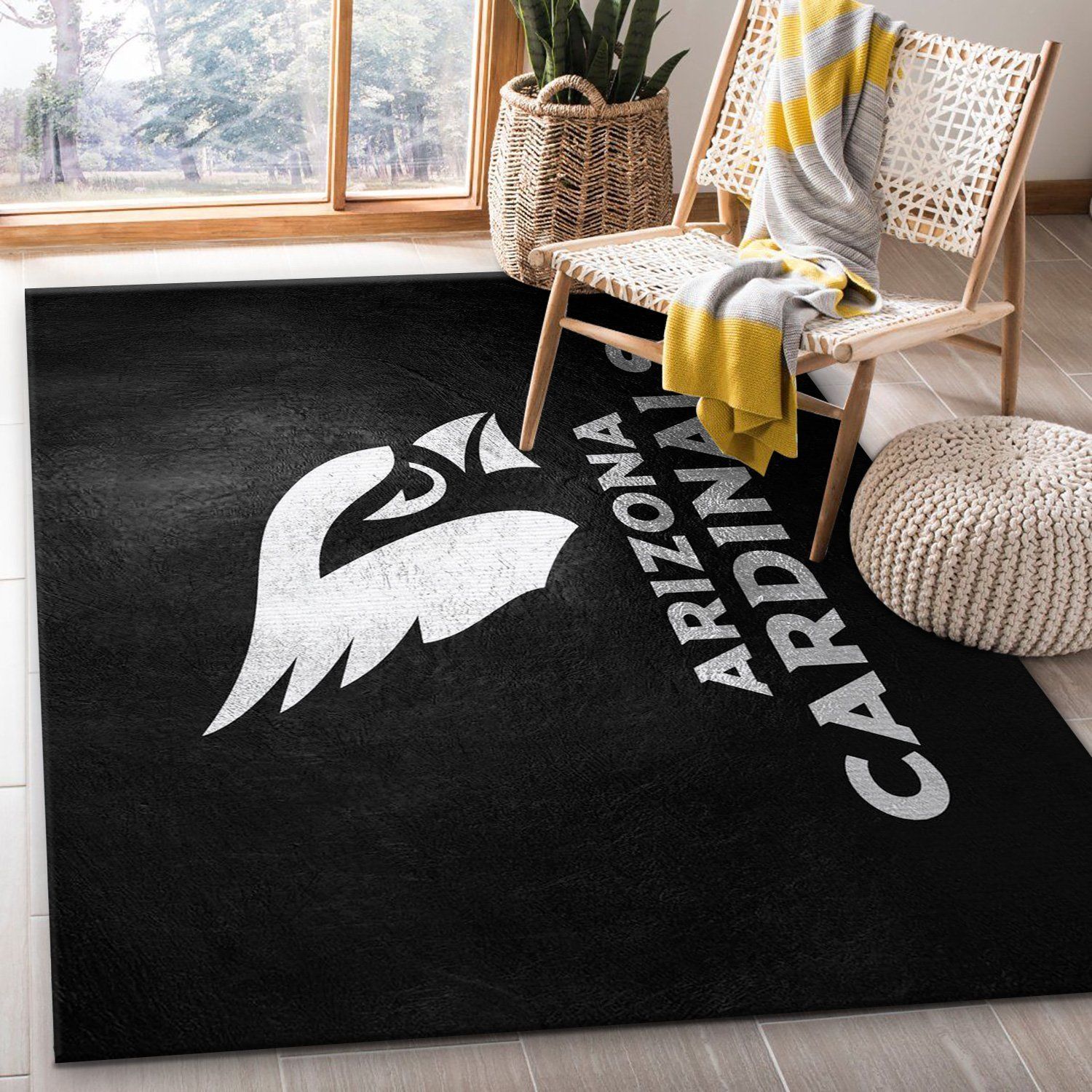 Arizona Cardinals Silver NFL Area Rug Carpet, Living Room Rug, Home Decor Floor Decor - Indoor Outdoor Rugs