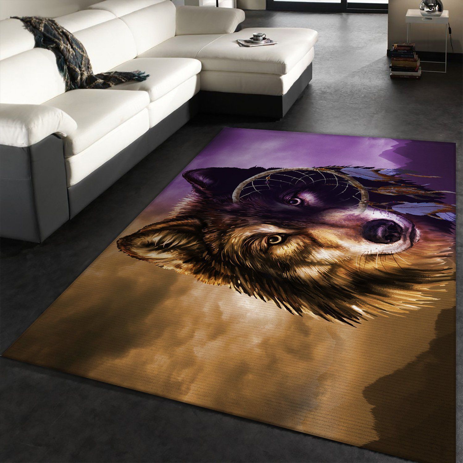 Wolf Dreamcatcher Rectangle Rug 5 Gifts for Cat Lovers - Indoor Outdoor Rugs