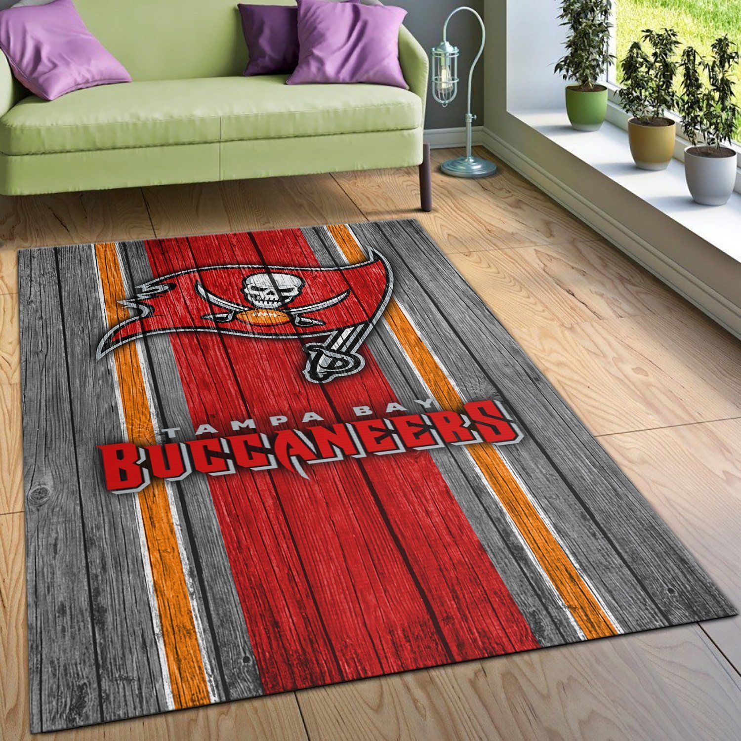 Tampa Bay Buccaneers NFL Team Logo Wooden Style Style Nice Gift Home Decor Rectangle Area Rug - Indoor Outdoor Rugs