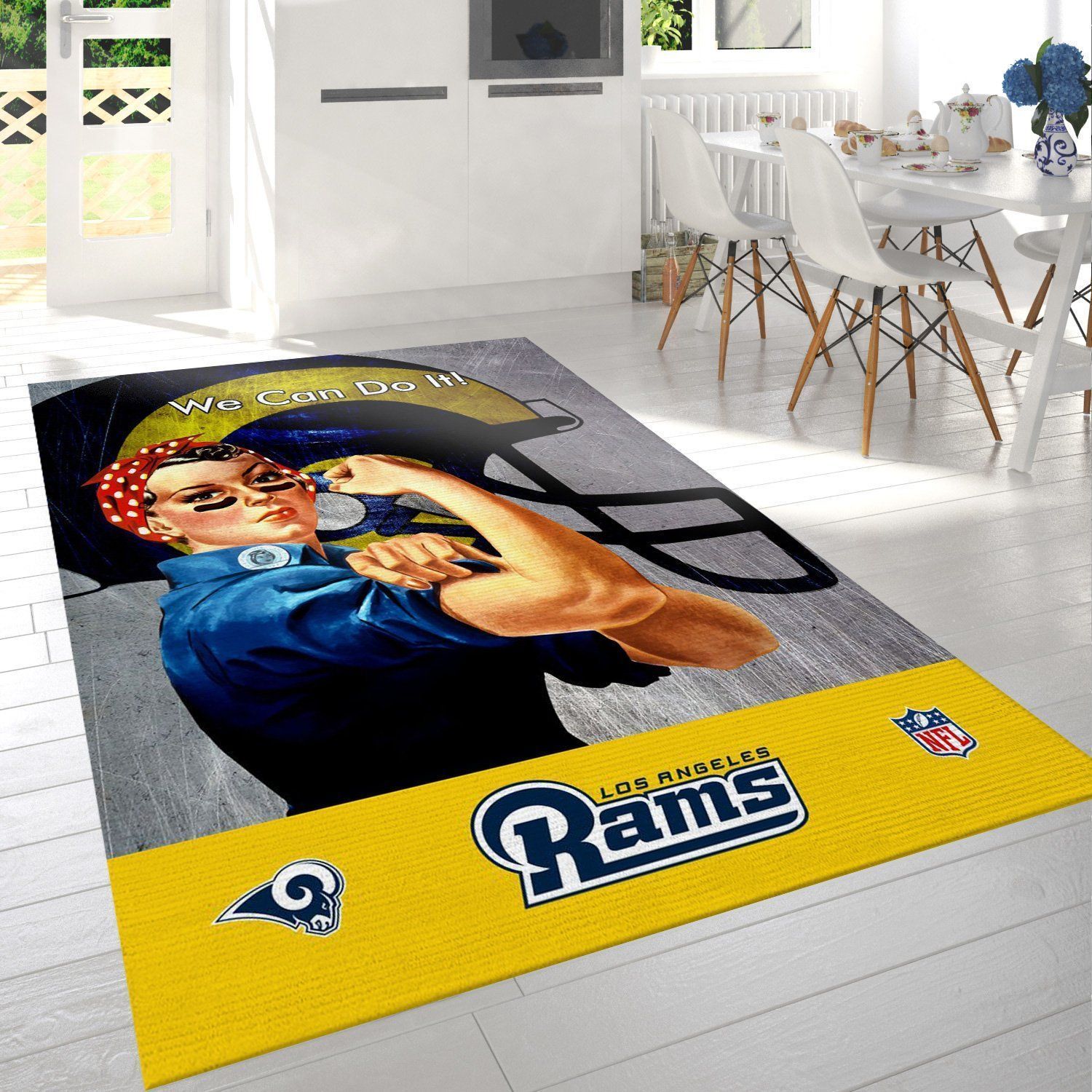 Los Angeles Rams Yellow Nfl Logo Area Rug For Gift Bedroom Rug Home Decor Floor Decor - Indoor Outdoor Rugs