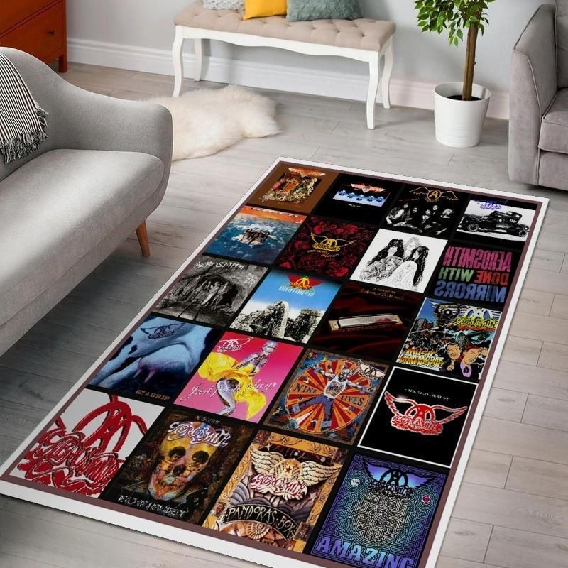 Aerosmith Albums Living Room Music Band Area Rugs, Living Room Rug,  Floor Decor - Indoor Outdoor Rugs