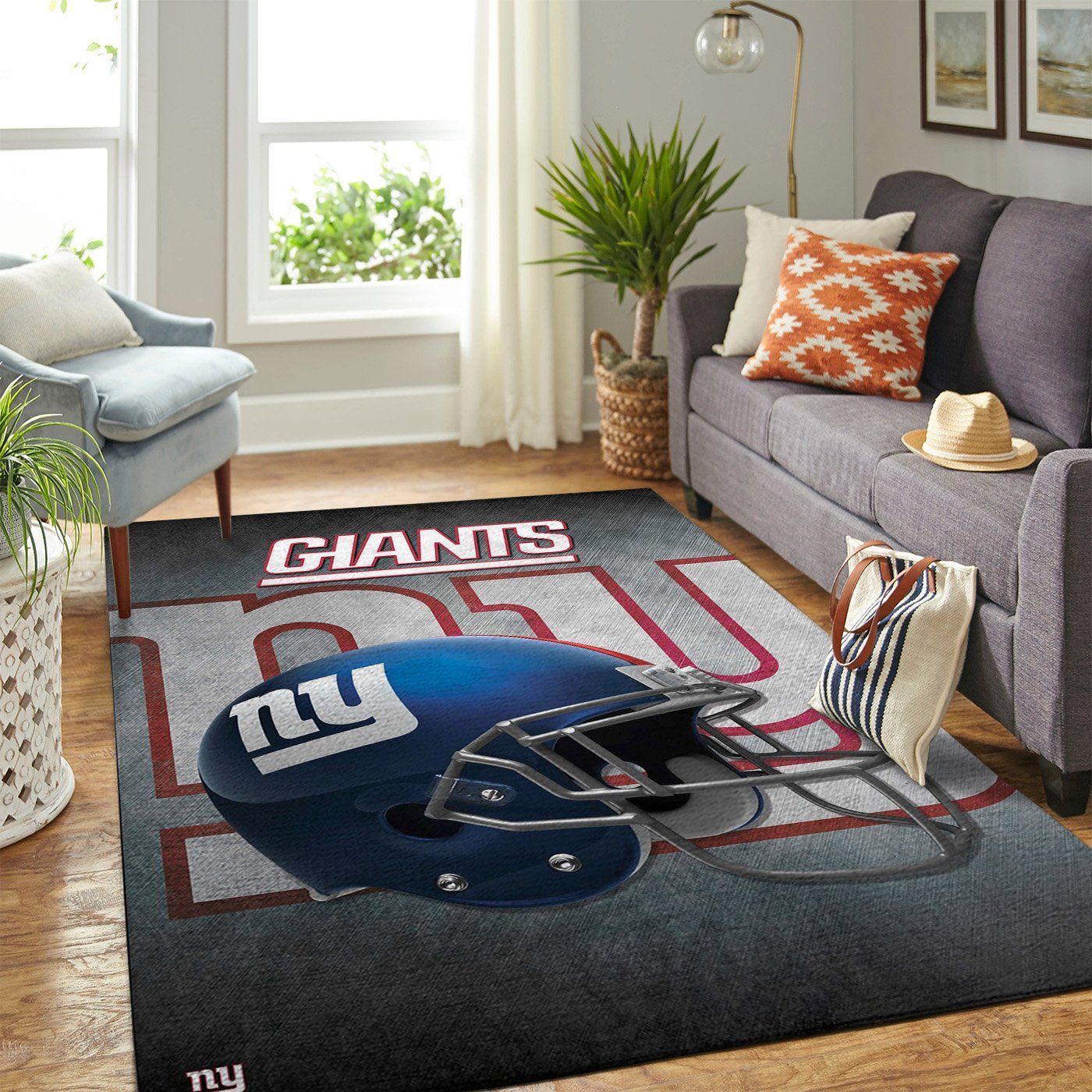 New York Giants Nfl Team Logo Helmet Style Nice Gift Home Decor Rectangle Area Rug - Indoor Outdoor Rugs