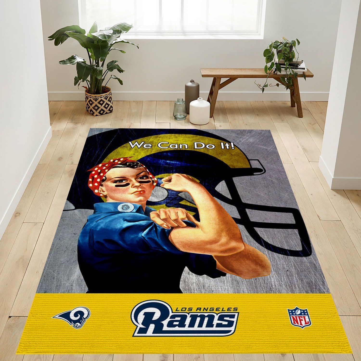 Los Angeles Rams Yellow Nfl Logo Area Rug For Gift Bedroom Rug Home Decor Floor Decor - Indoor Outdoor Rugs