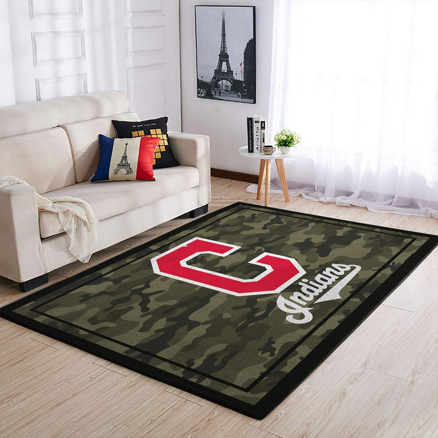 Cleveland Indians Mlb Team Logo Camo Style Nice Gift Home Decor Rectangle Area Rug - Indoor Outdoor Rugs