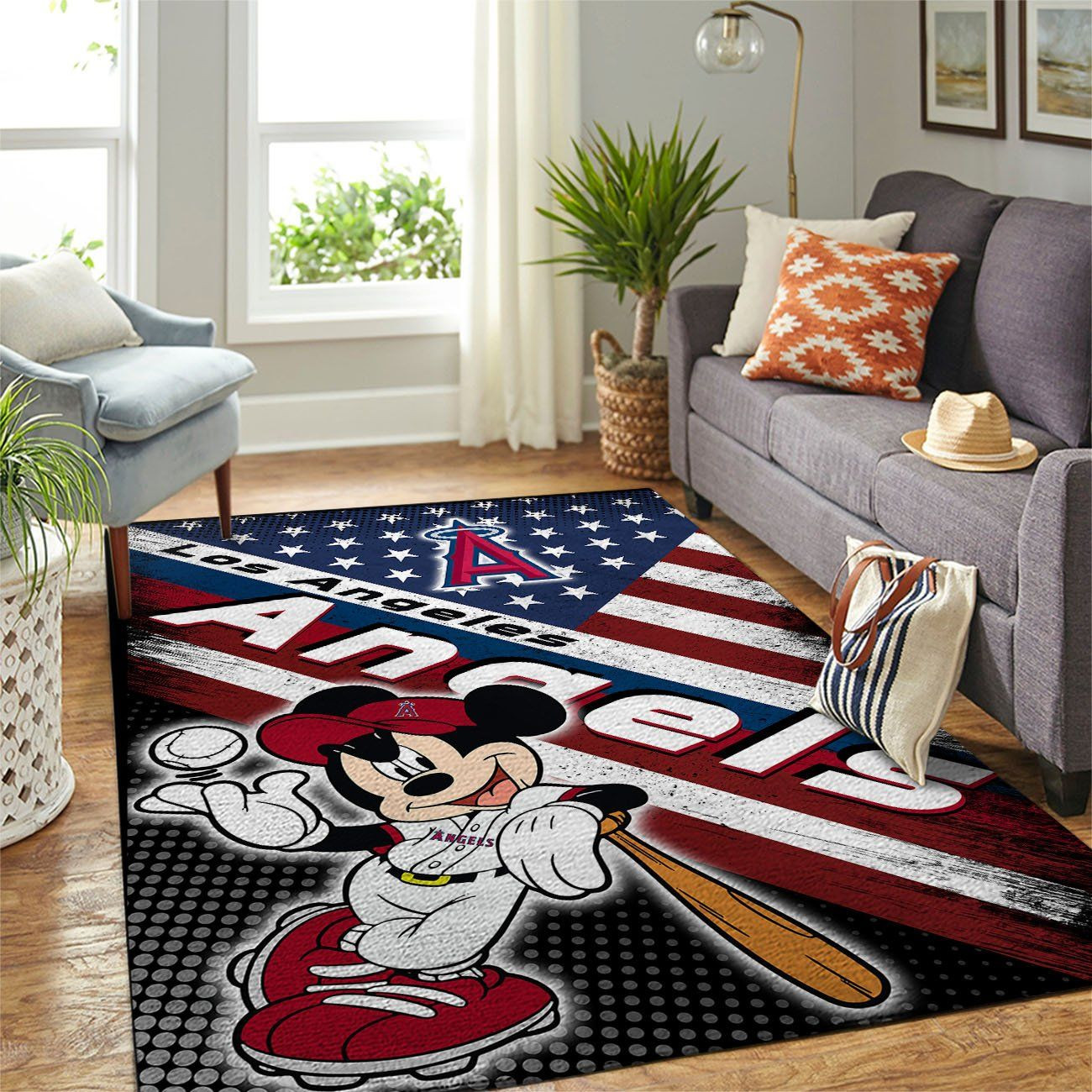 Los Angeles Angels Mlb Team Logo Mickey Us Style Nice Gift Home Decor Rectangle Area Rug - Indoor Outdoor Rugs