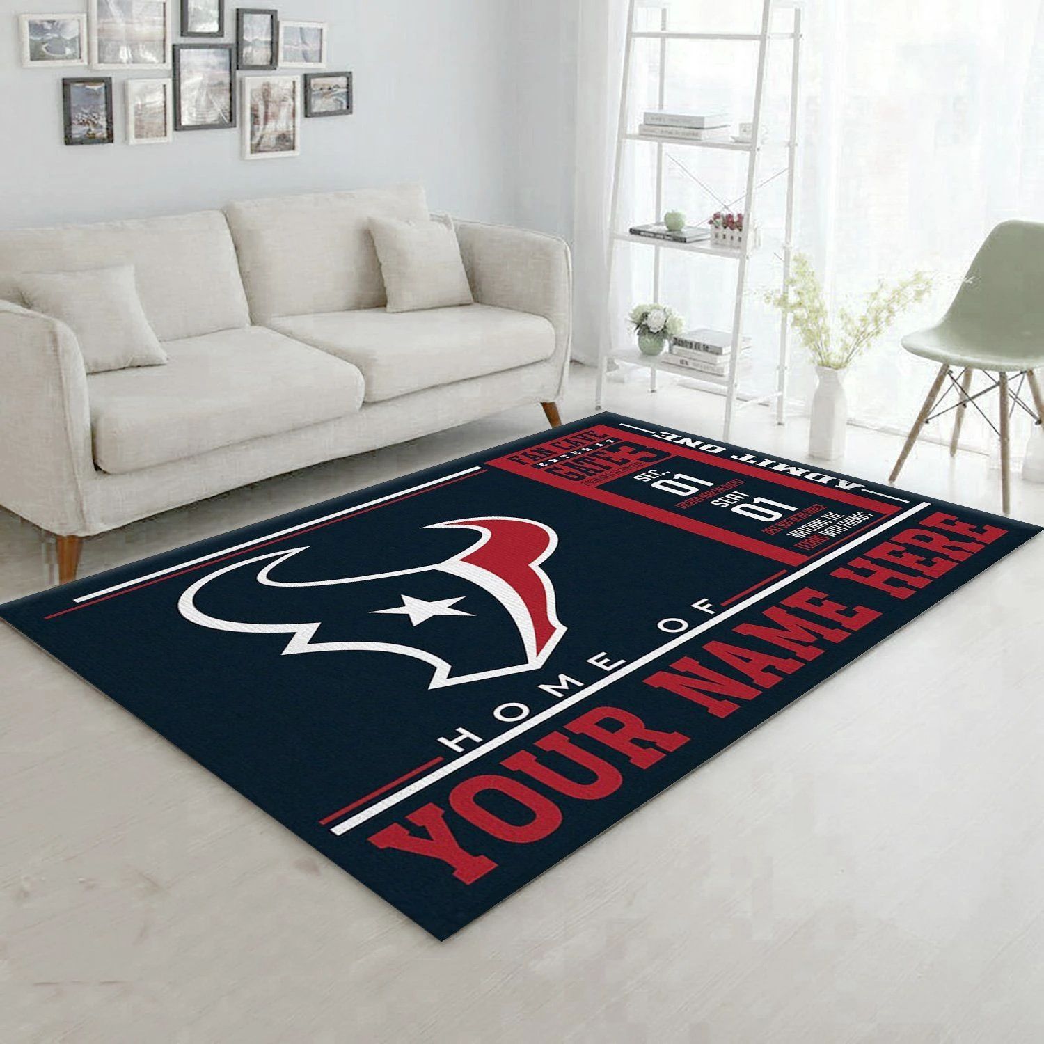 Customizable Houston Texans Wincraft Personalized NFL Team Logos Area Rug, Kitchen Rug, Home Decor Floor Decor - Indoor Outdoor Rugs