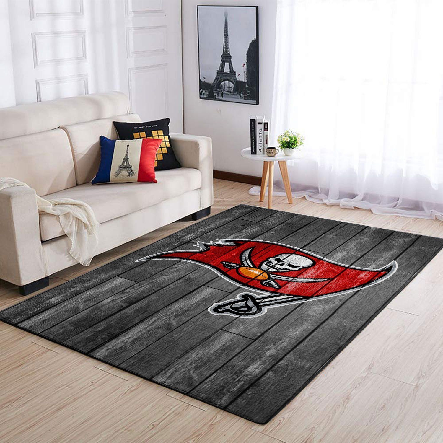 Tampa Bay Buccaneers Nfl Team Logo Grey Wooden Style Style Nice Gift Home Decor Rectangle Area Rug - Indoor Outdoor Rugs