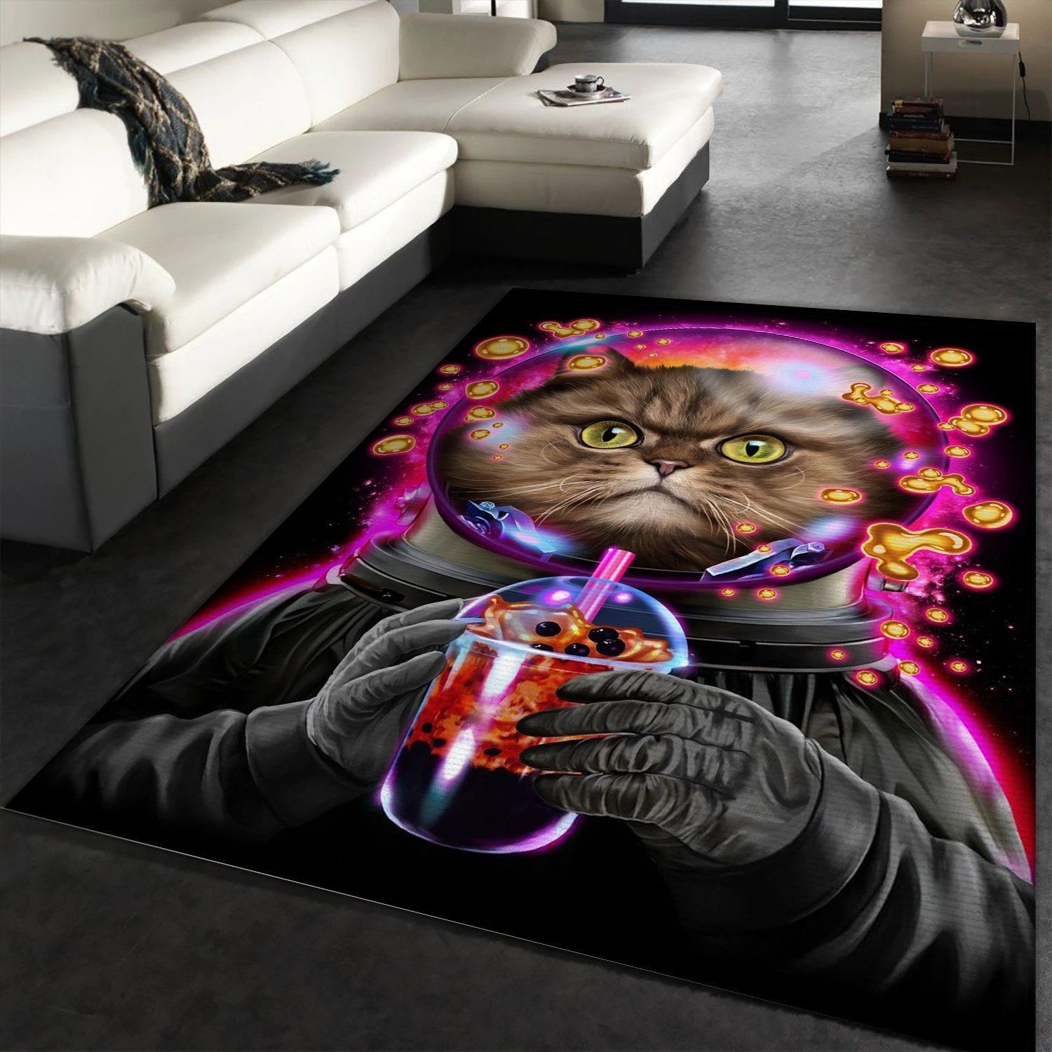 Astronaut Cat Bubble Tea Area Rug Kitchen Rug Home US Decor - Indoor Outdoor Rugs