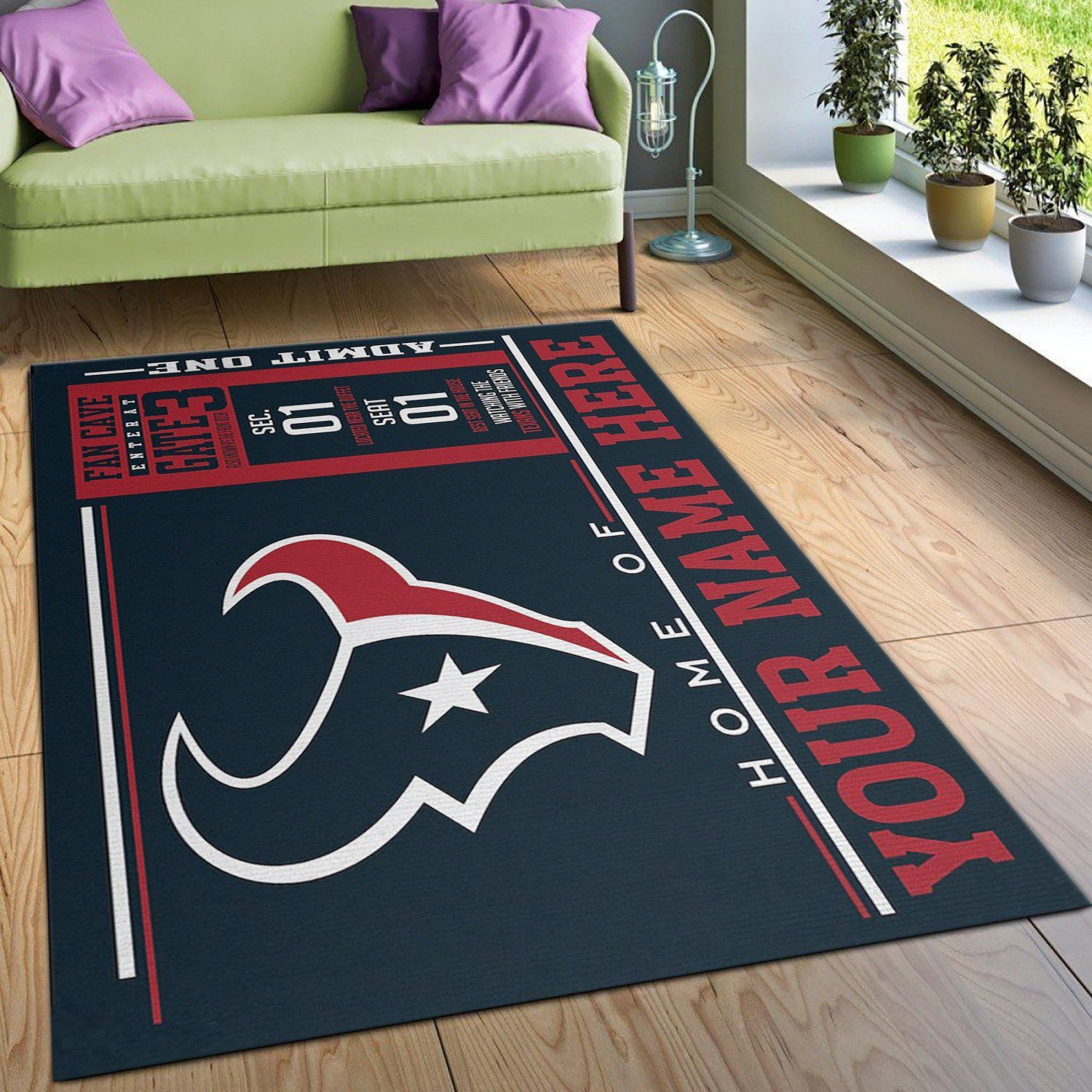 Customizable Houston Texans Wincraft Personalized NFL Team Logos Area Rug, Kitchen Rug, Home Decor Floor Decor - Indoor Outdoor Rugs