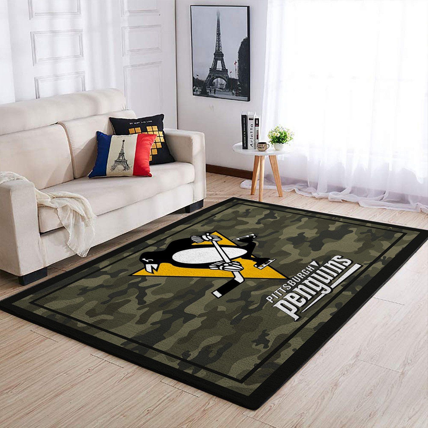 Pittsburgh Penguins Nhl Team Logo Camo Style Nice Gift Home Decor Rectangle Area Rug - Indoor Outdoor Rugs