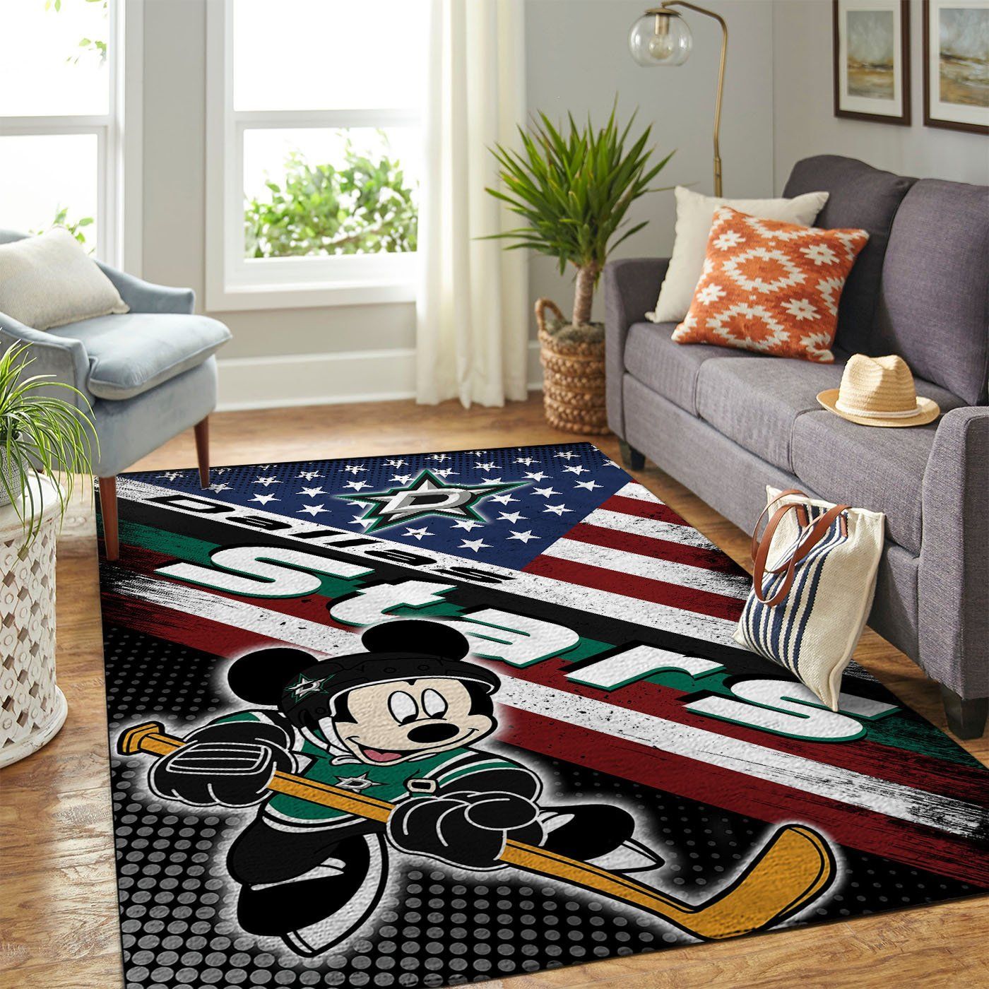 Dallas Stars Nhl Team Logo Mickey Us Style Nice Gift Home Decor Rectangle Area Rug - Indoor Outdoor Rugs