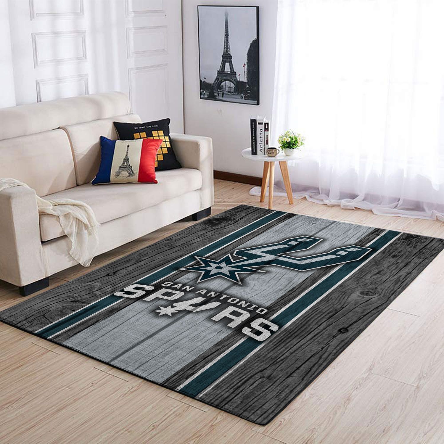 San Antonio Spurs Nba Team Logo Wooden Style Nice Gift Home Decor Rectangle Area Rug - Indoor Outdoor Rugs