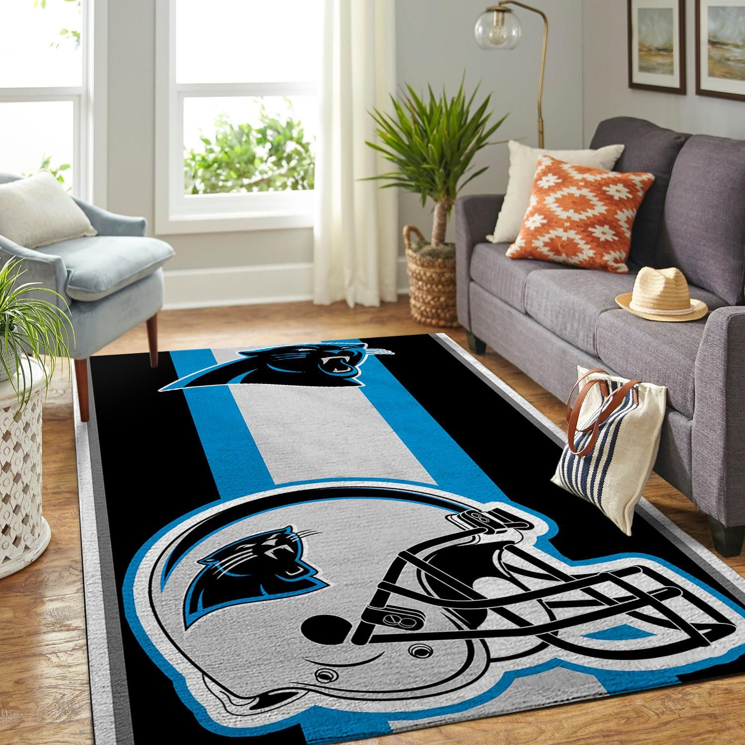 Carolina Panthers Nfl Team Logo Helmet Nice Gift Home Decor Rectangle Area Rug - Indoor Outdoor Rugs