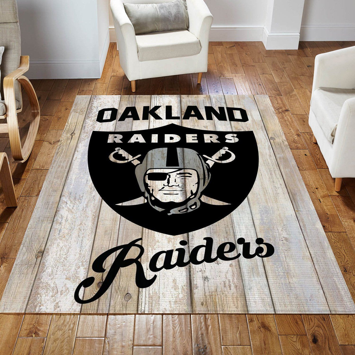 Oakland Raiders Vintage Nfl Football Team Area Rug For Gift Bedroom Rug Home Decor Floor Decor - Indoor Outdoor Rugs