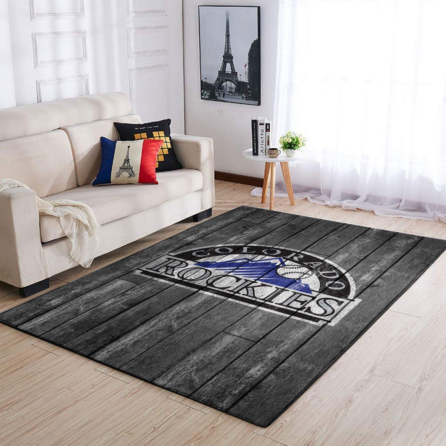 Colorado Rockies Mlb Team Logo Grey Wooden Style Style Nice Gift Home Decor Rectangle Area Rug - Indoor Outdoor Rugs