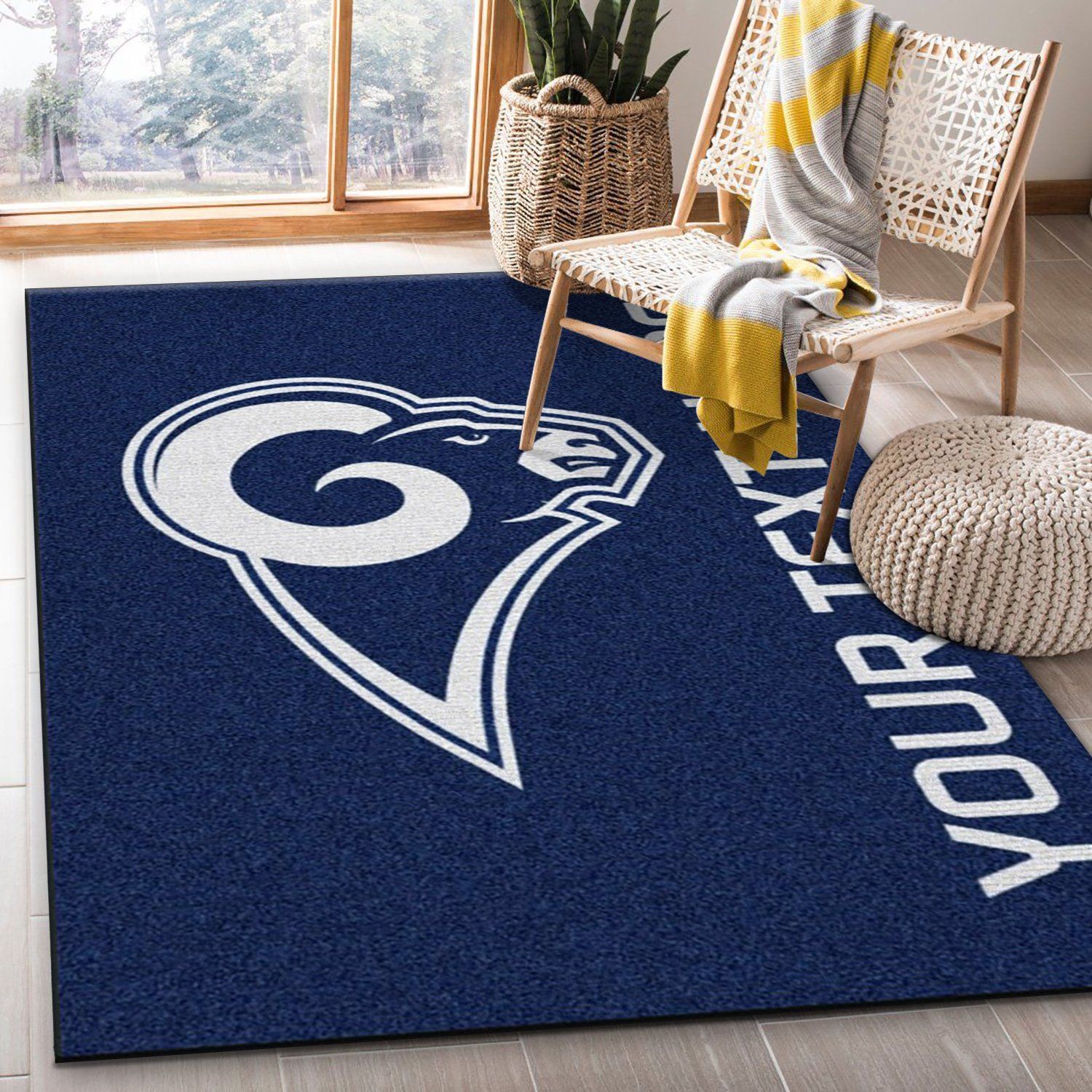 Customizable Los Angeles Rams Personalized Accent Rug NFL Area Rug For Christmas, Kitchen Rug, Family Gift US Decor - Indoor Outdoor Rugs