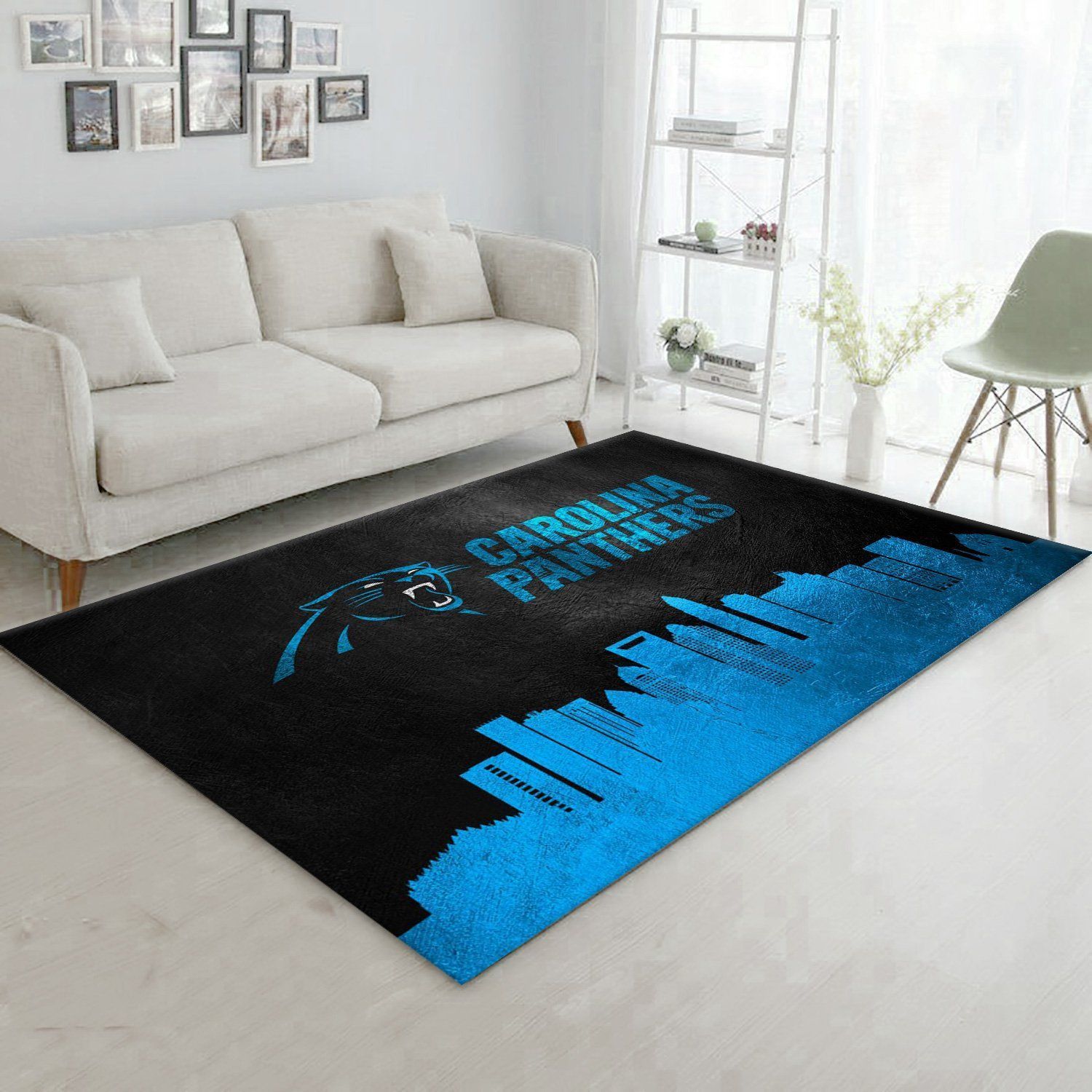 Carolina Panthers Skyline NFL Team Logos Area Rug, Living Room Rug, US Gift Decor - Indoor Outdoor Rugs