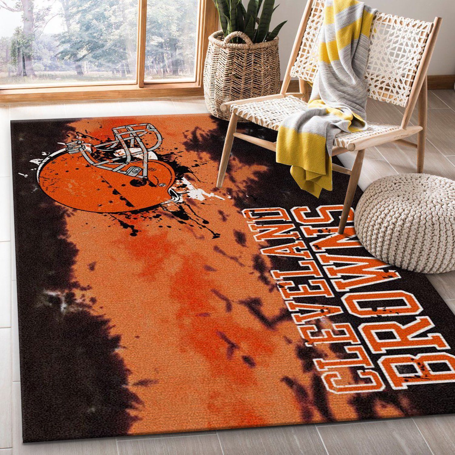 Cleveland Browns Fade Rug Nfl Team Area Rug, Living Room Rug, US Gift Decor - Indoor Outdoor Rugs