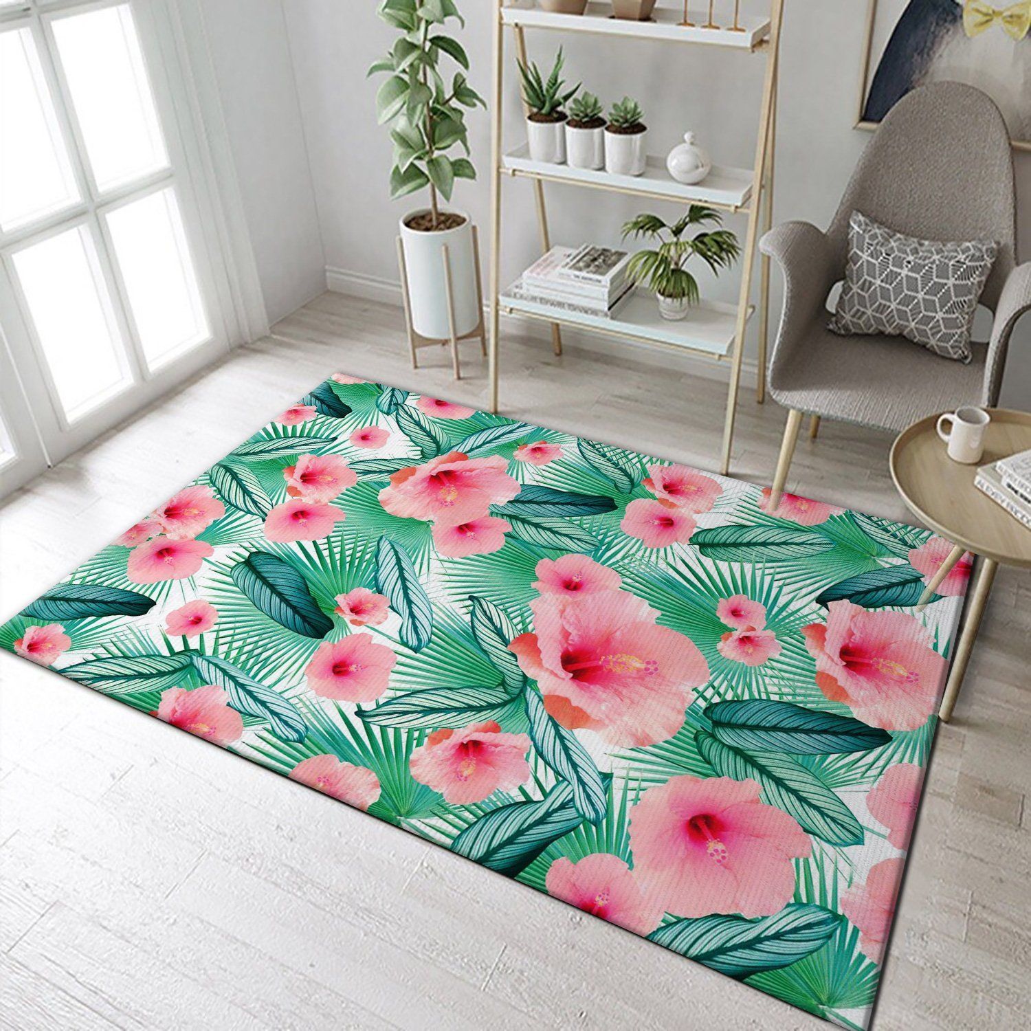 Hibiscus Calathea Palm 2 Area Rug Carpet, Living room and bedroom Rug, Family Gift US Decor - Indoor Outdoor Rugs