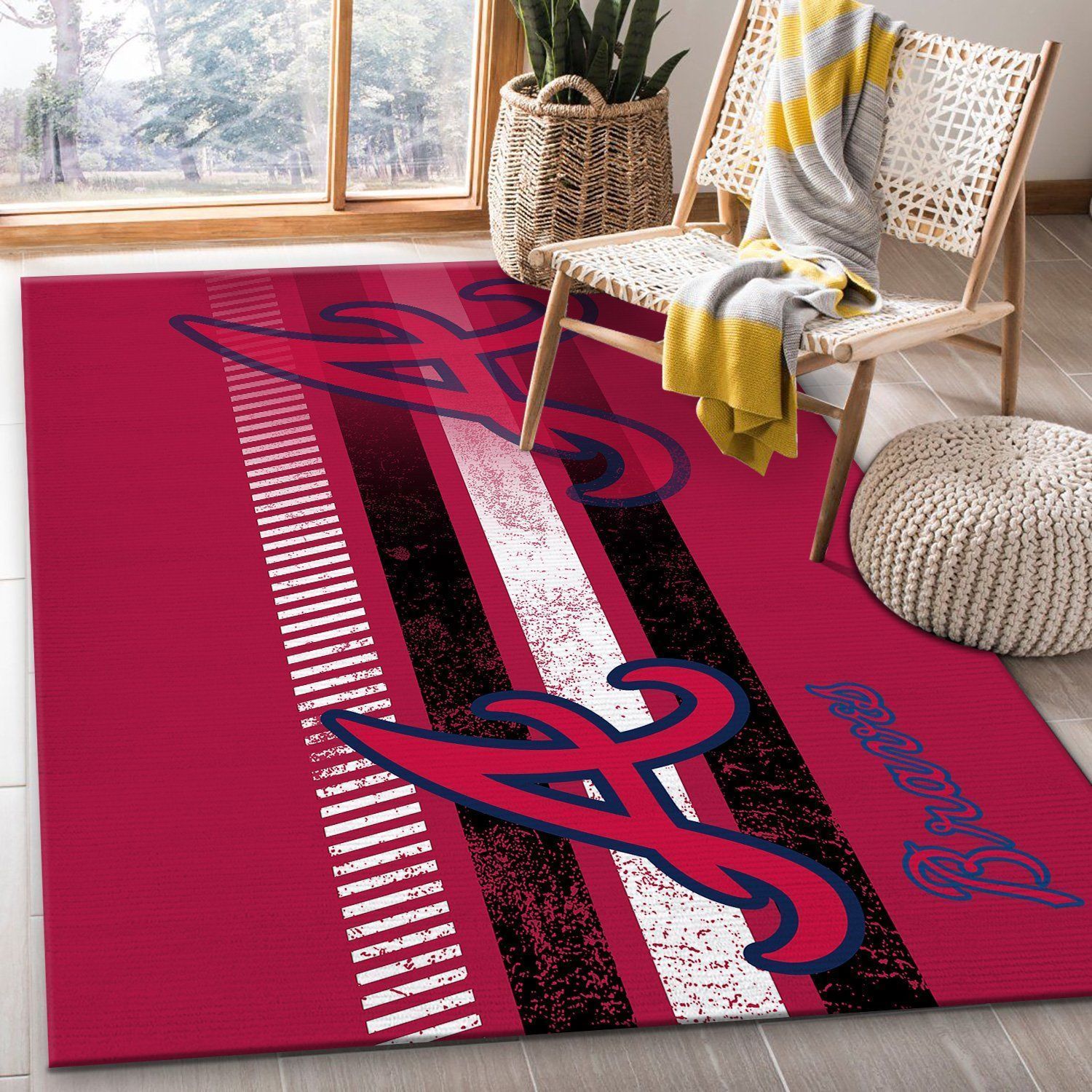 Atlanta Braves Mlb Rug Room Carpet Sport Custom Area Floor Home Decor - Indoor Outdoor Rugs