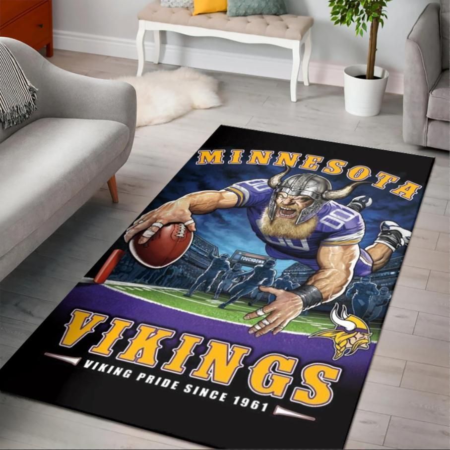 Minnesota Vikings Viking Pride Since 1961 Nfl Area Rug Rugs For Living Room Rug Home Decor - Indoor Outdoor Rugs