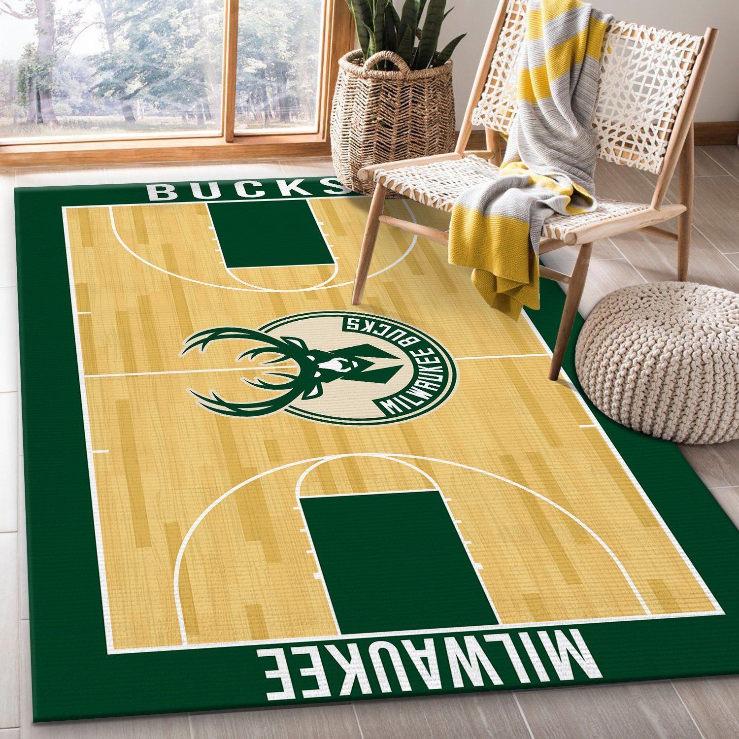 Milwaukee Bucks Nba Rug Room Carpet Sport Custom Area Floor Home Decor - Indoor Outdoor Rugs