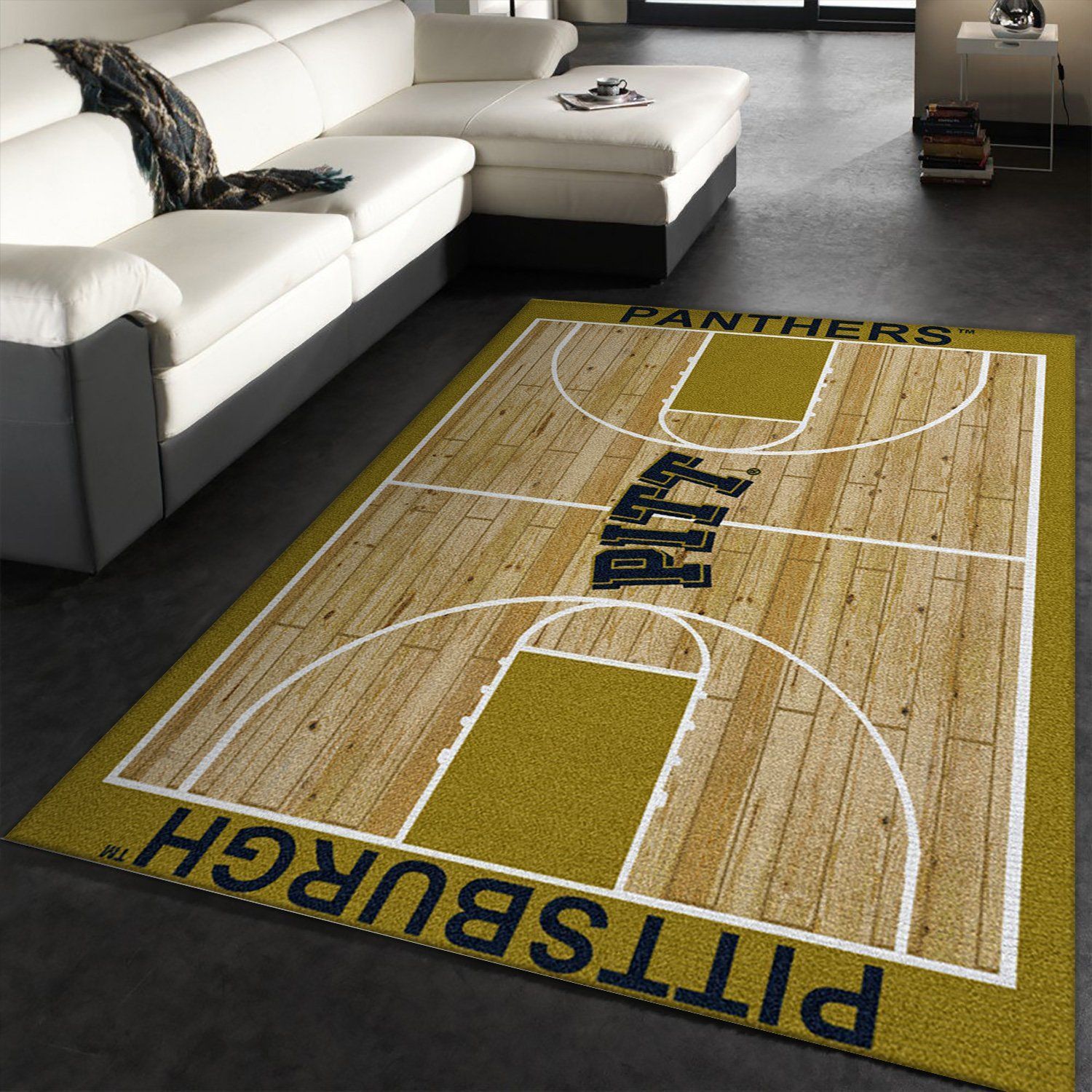 College Home Court Pittsburgh Basketball Team Logo Area Rug, Bedroom Rug, Christmas Gift US Decor - Indoor Outdoor Rugs