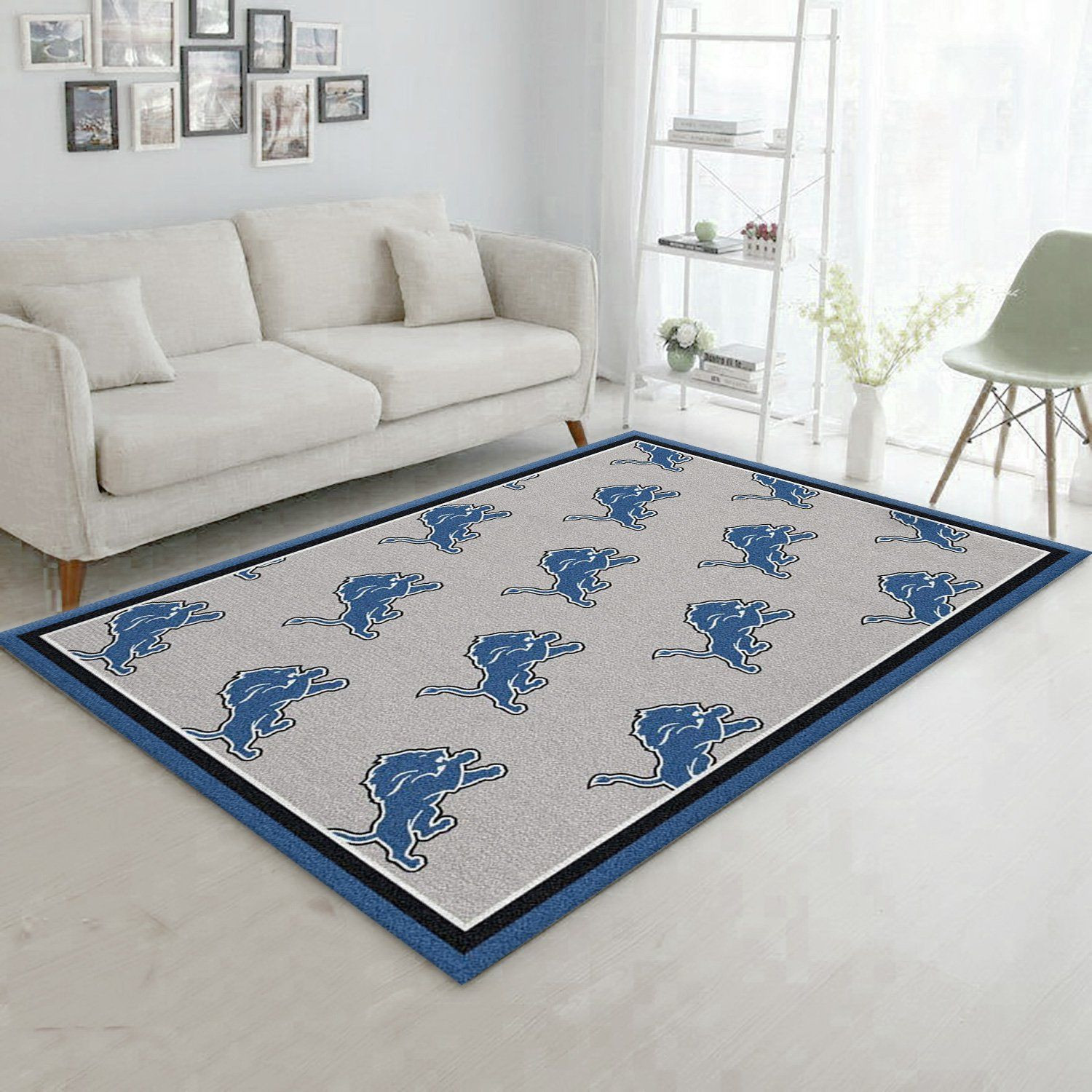 Detroit Lions Repeat Rug Nfl Team Area Rug, Living Room Rug, Family Gift US Decor - Indoor Outdoor Rugs