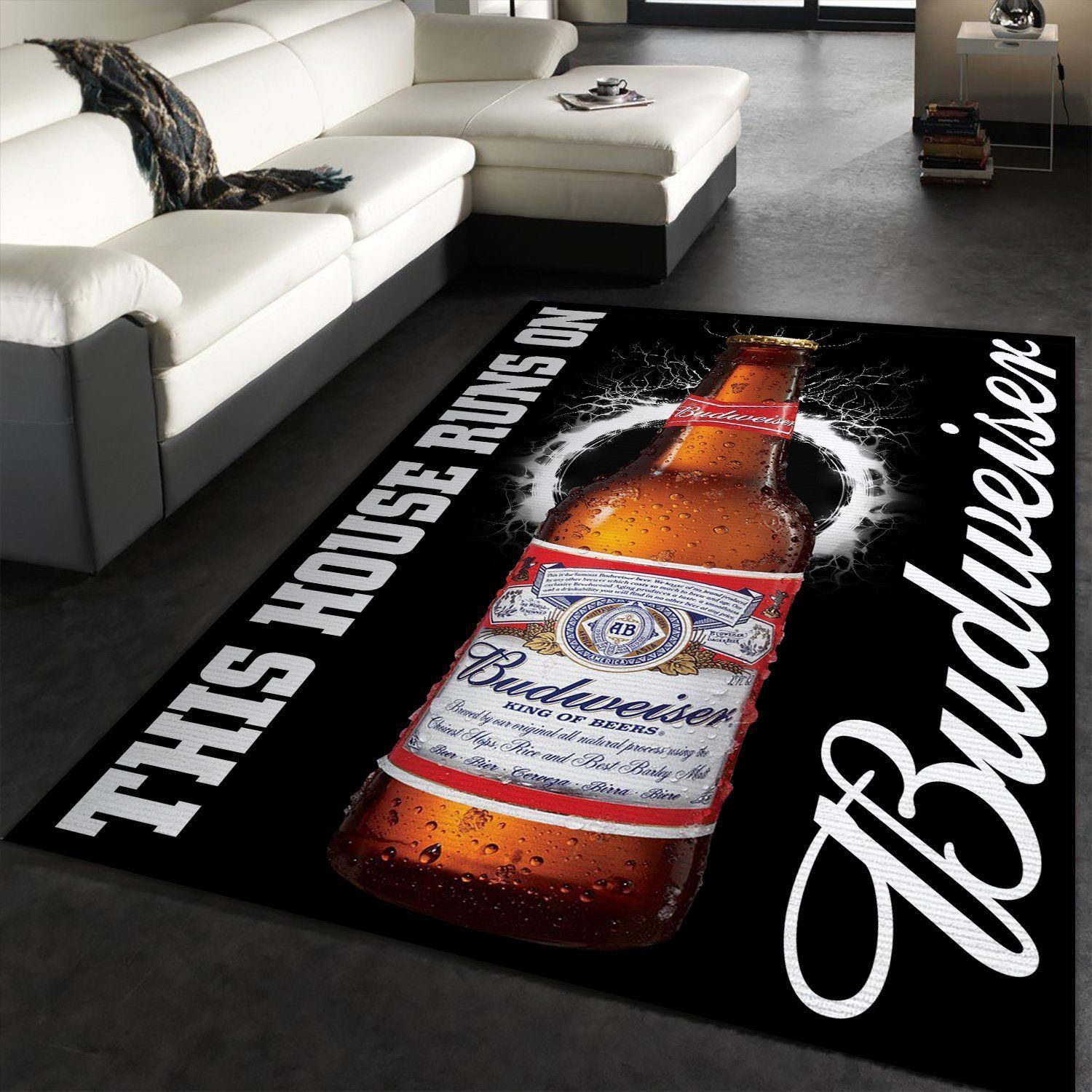 Budweiser This House Runs On Rug Room Carpet Custom Area Floor Home Decor - Indoor Outdoor Rugs