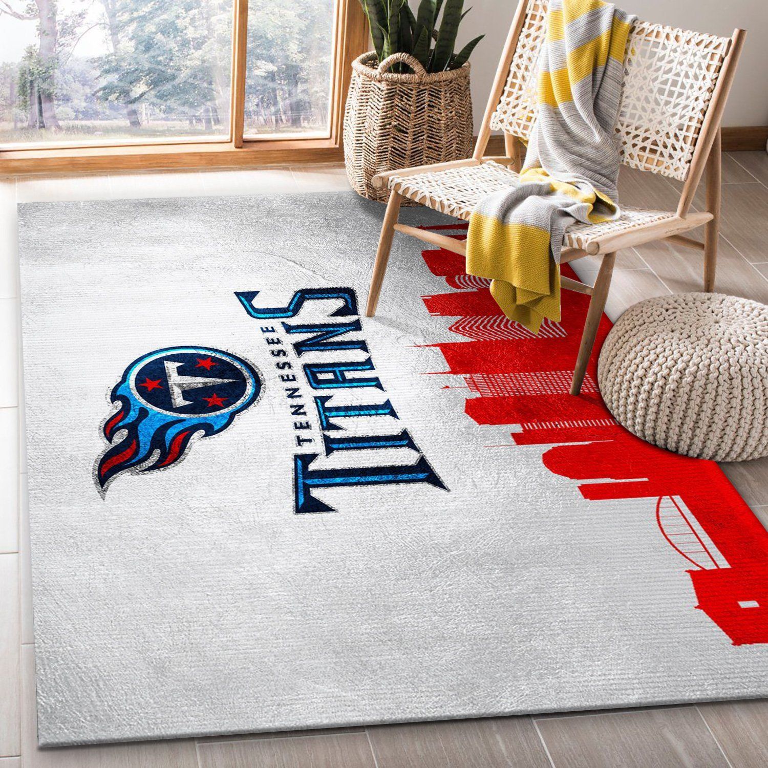 Tennessee Titans Skyline NFL Area Rug For Christmas, Bedroom, Family Gift US Decor - Indoor Outdoor Rugs