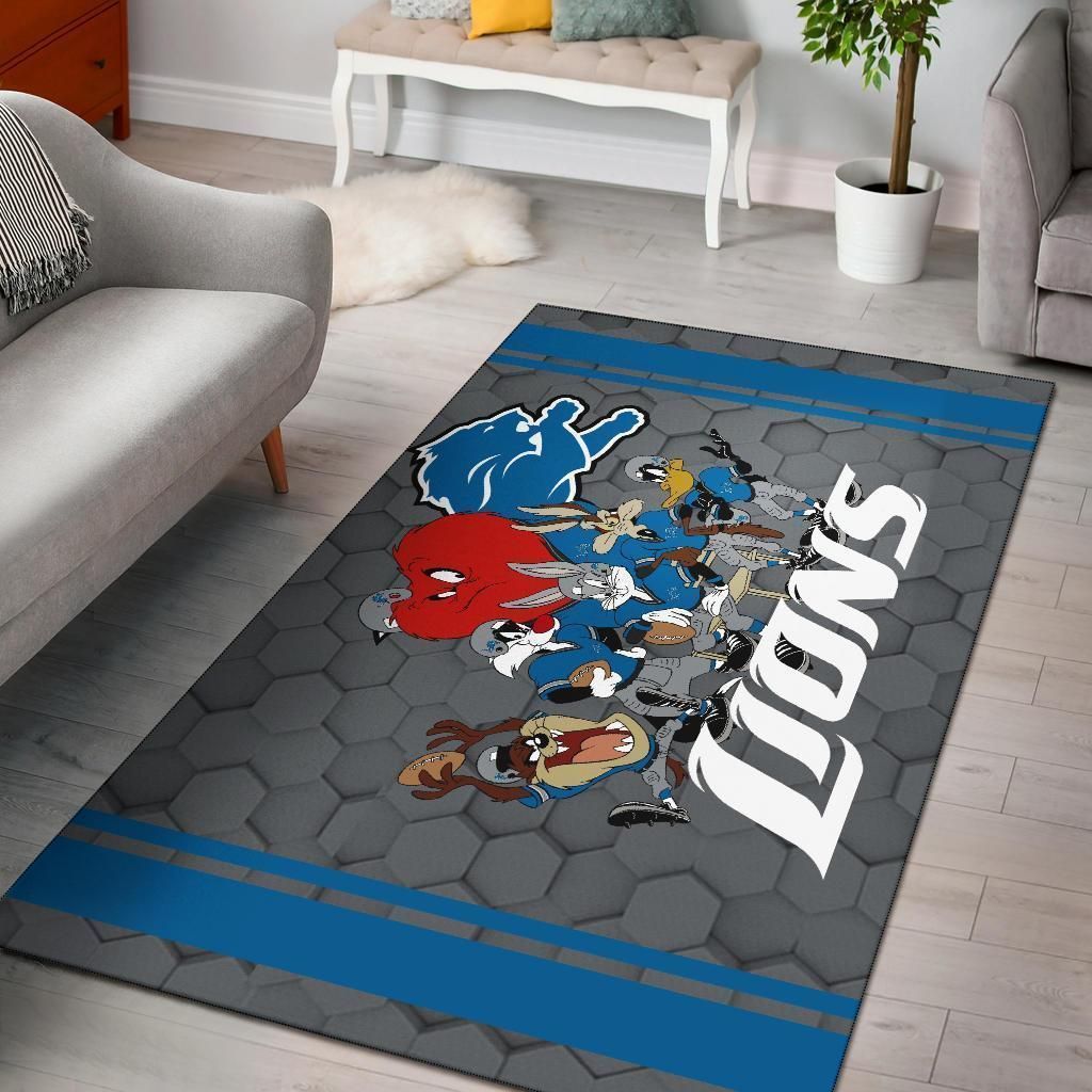 Looney Tunes Lions Team Rug Area Football Carpet Fan - Indoor Outdoor Rugs