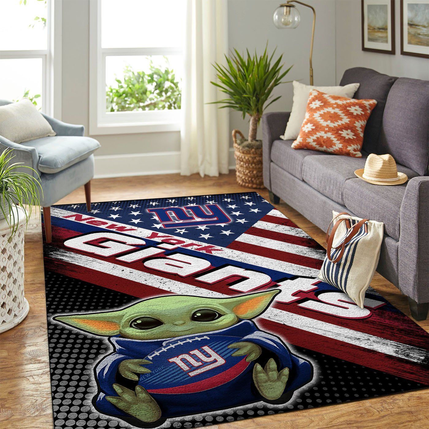 New York Giants Nfl Team Logo Baby Yoda Us Style Nice Gift Home Decor Rectangle Area Rug - Indoor Outdoor Rugs