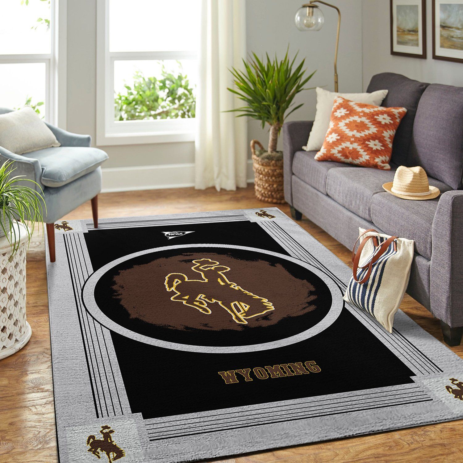 Wyoming Cowboys Ncaa Team Logo Nice Gift Home Decor Rectangle Area Rug - Indoor Outdoor Rugs