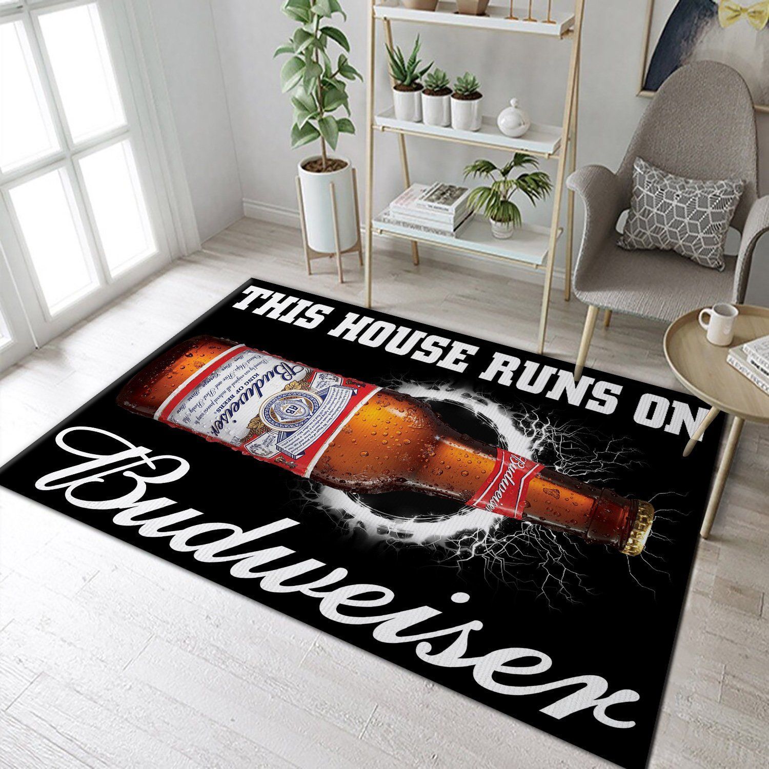 Budweiser This House Runs On Rug Room Carpet Custom Area Floor Home Decor - Indoor Outdoor Rugs