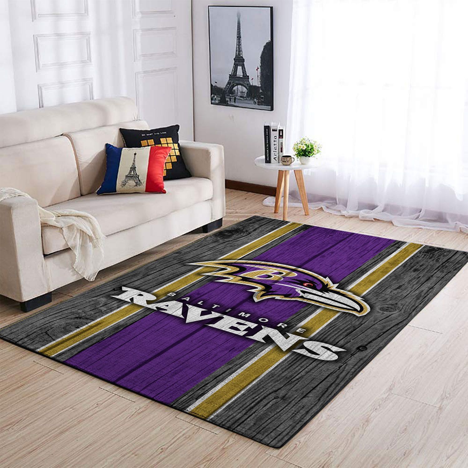 Baltimore Ravens Nfl Team Logo Wooden Style Style Nice Gift Home Decor Rectangle Area Rug - Indoor Outdoor Rugs