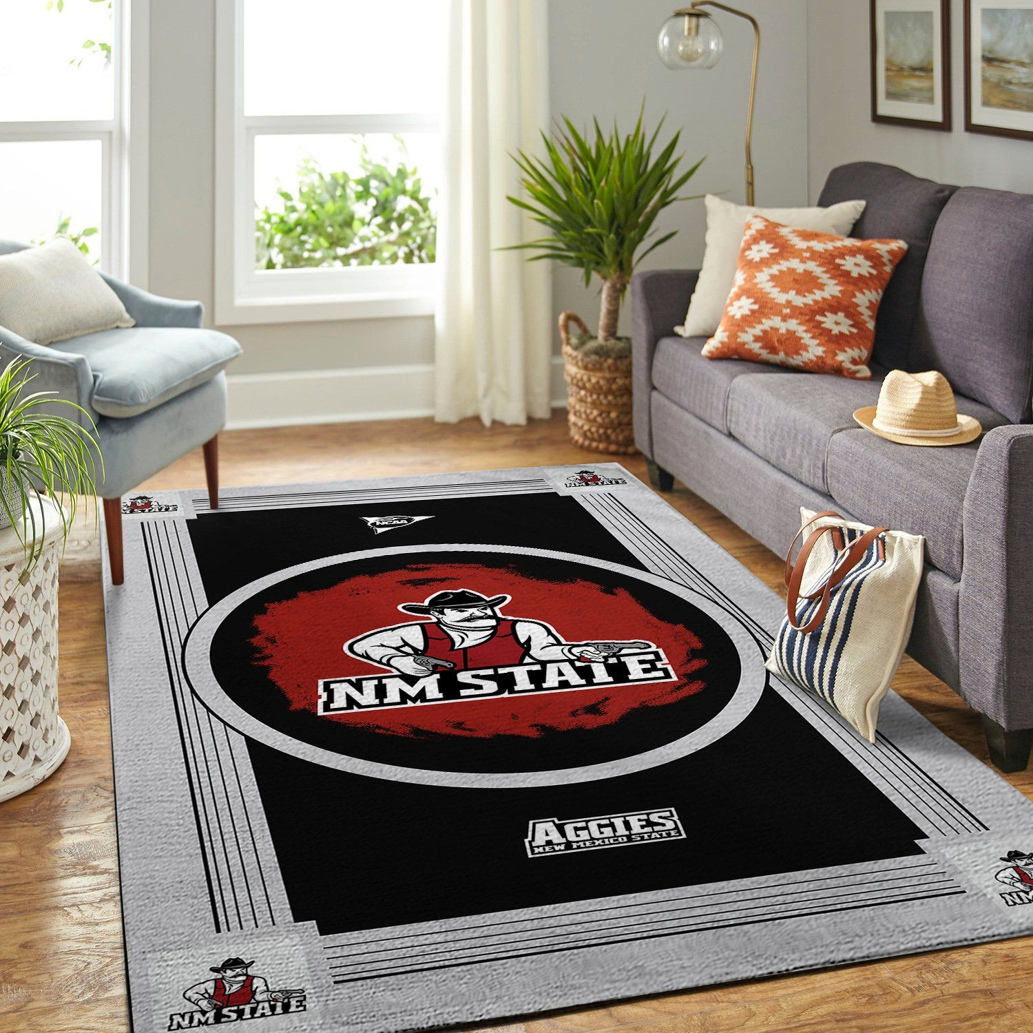 New Mexico State Aggies Ncaa Team Logo Nice Gift Home Decor Rectangle Area Rug - Indoor Outdoor Rugs