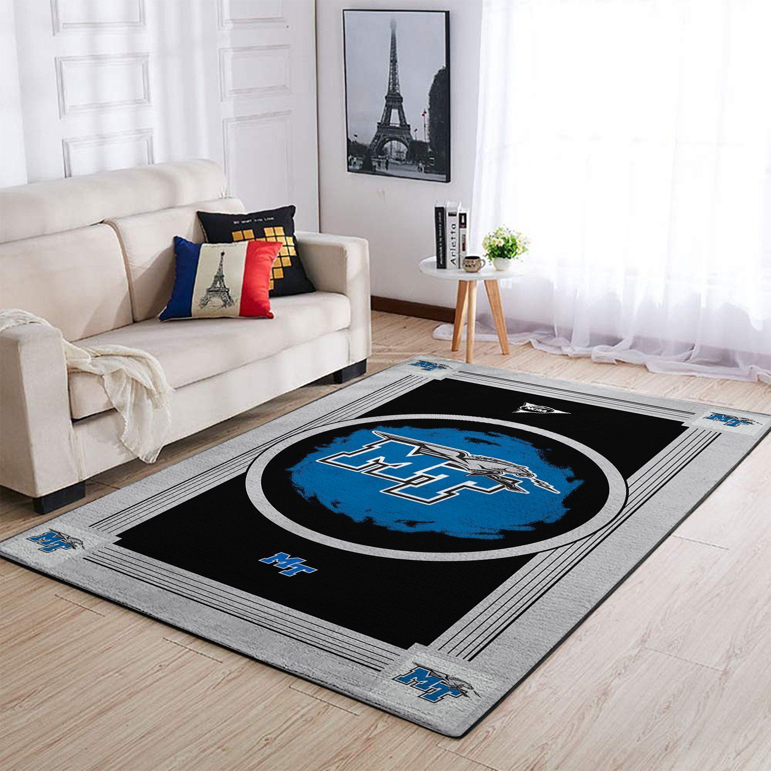 Middle Tennessee Blue Raiders Ncaa Team Logo Nice Gift Home Decor Rectangle Area Rug - Indoor Outdoor Rugs