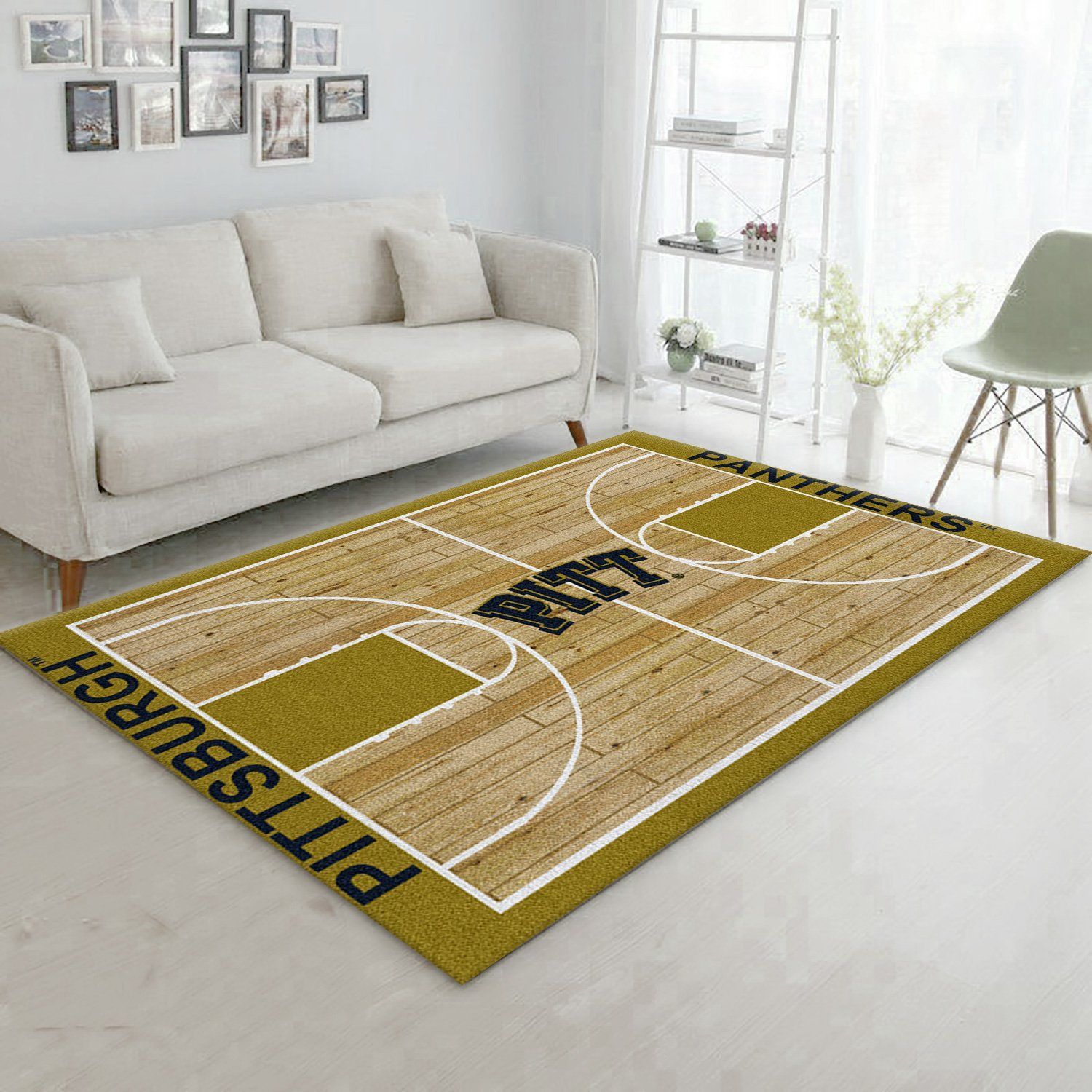 College Home Court Pittsburgh Basketball Team Logo Area Rug, Bedroom Rug, Christmas Gift US Decor - Indoor Outdoor Rugs