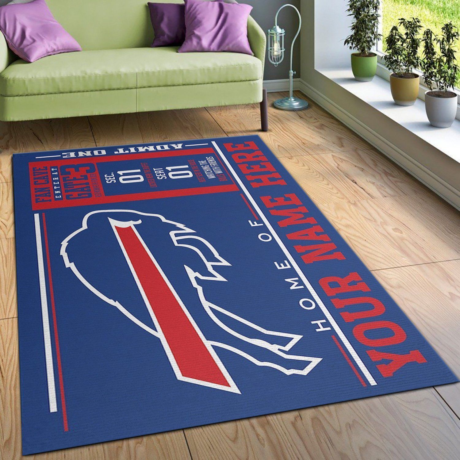 Customizable Buffalo Bills Wincraft Personalized Floor Rug NFL Area Rug Carpet, Kitchen Rug, Home US Decor - Indoor Outdoor Rugs