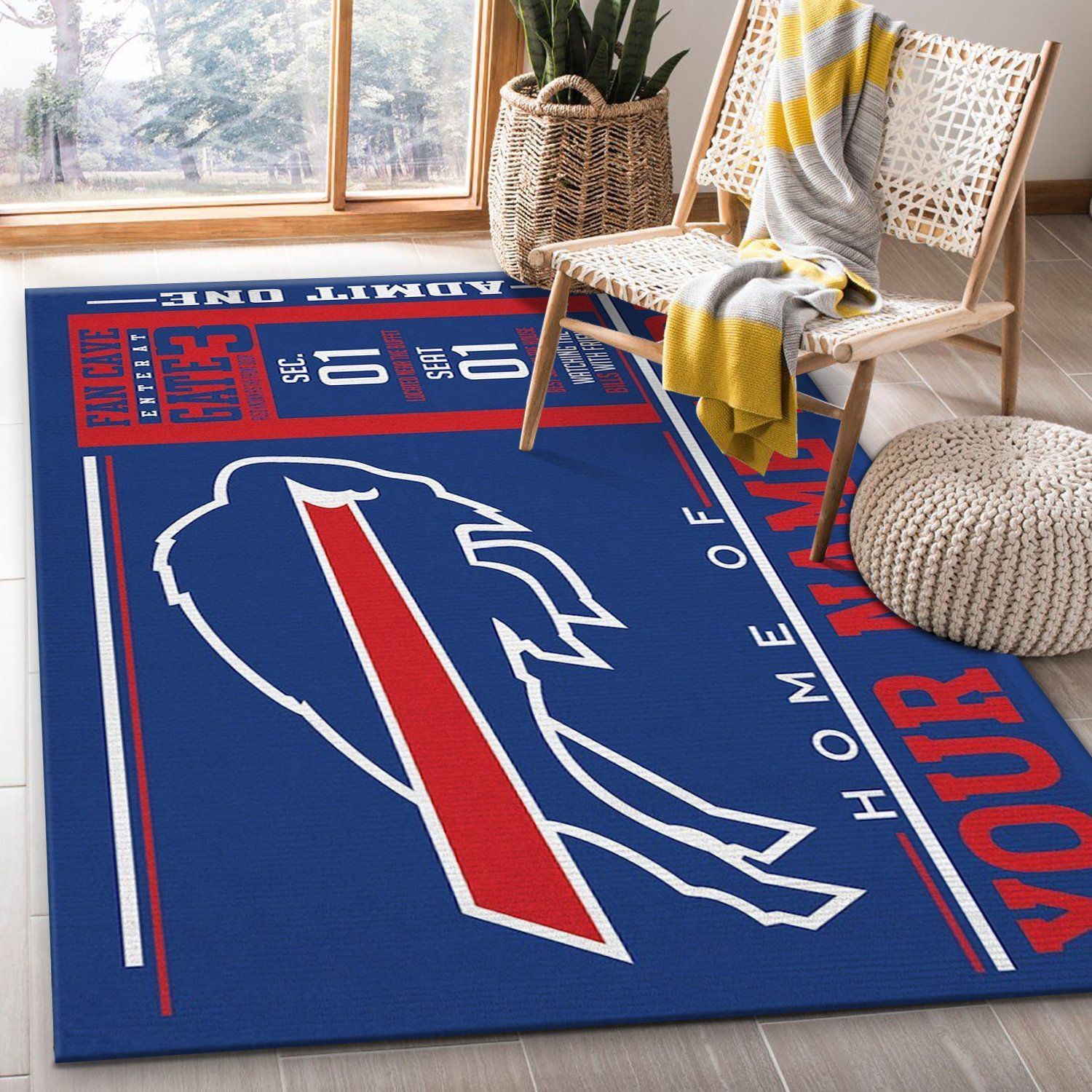 Customizable Buffalo Bills Wincraft Personalized Floor Rug NFL Area Rug Carpet, Kitchen Rug, Home US Decor - Indoor Outdoor Rugs