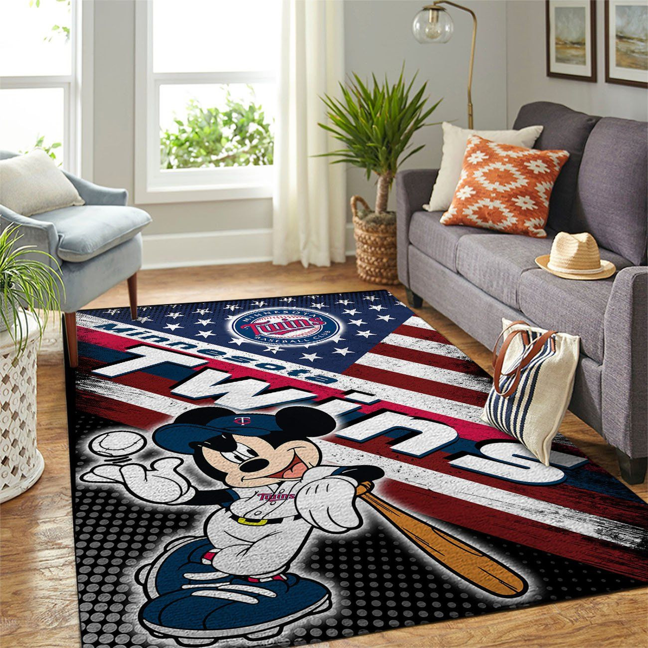 Minnesota Twins Mlb Team Logo Mickey Us Style Nice Gift Home Decor Rectangle Area Rug - Indoor Outdoor Rugs