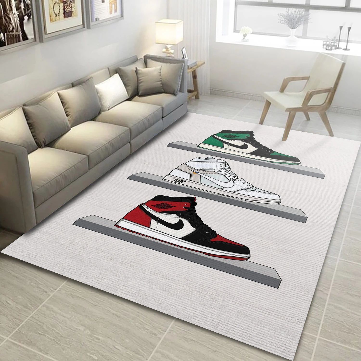 Sneaker Jordan 1 Fashion Brand Area Rug, Living Room Rug - US Decor - Indoor Outdoor Rugs