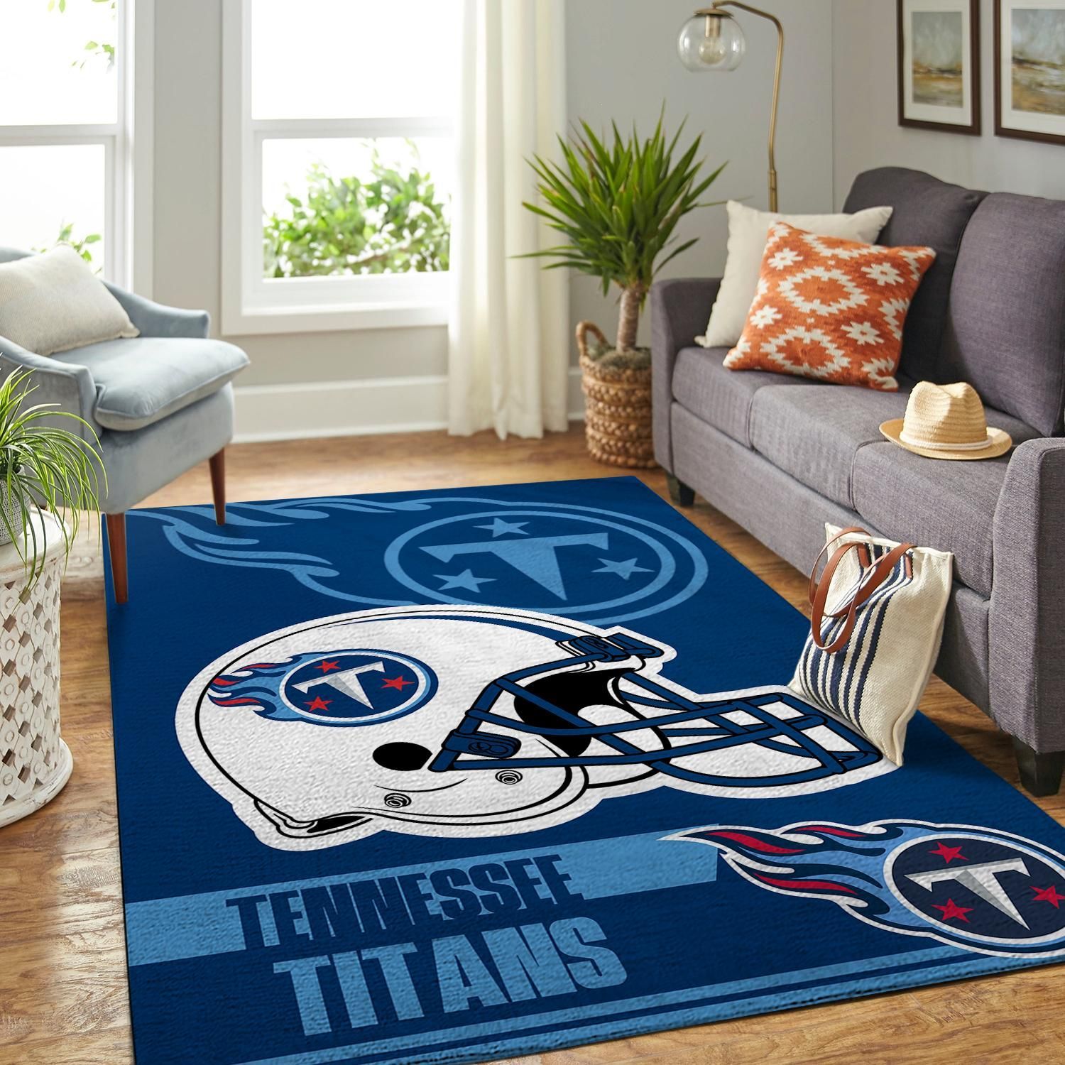 Tennessee Titans Nfl Team Logo Helmet Nice Gift Home Decor Rectangle Area Rug - Indoor Outdoor Rugs