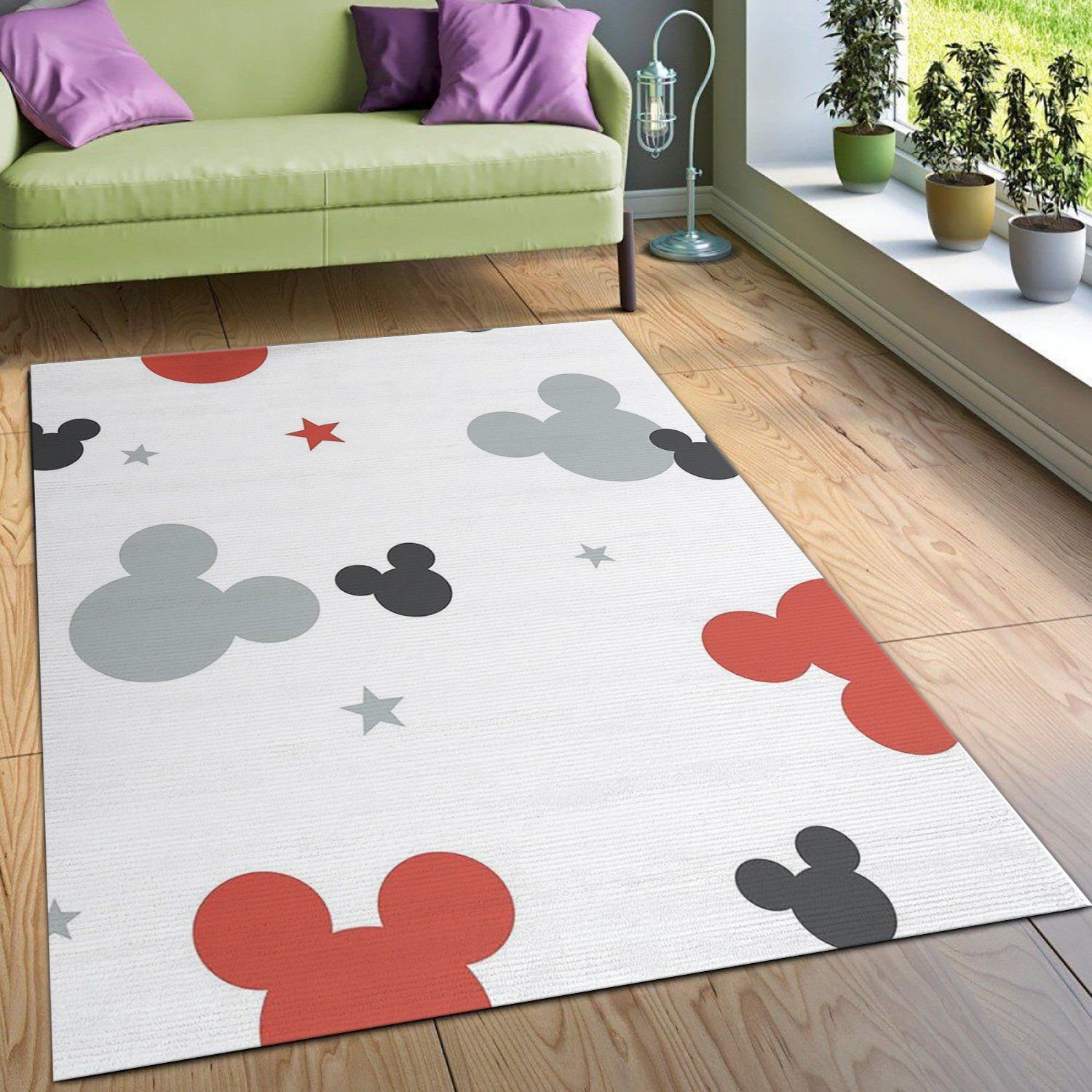 Disney Kids Mickey Mouse Heads Area Rug Carpet, Kitchen Rug, Floor Decor - Indoor Outdoor Rugs