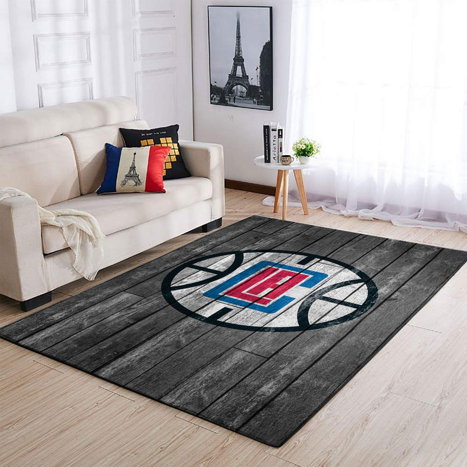 La Clippers Nba Team Logo Grey Wooden Style Nice Gift Home Decor Rectangle Area Rug - Indoor Outdoor Rugs