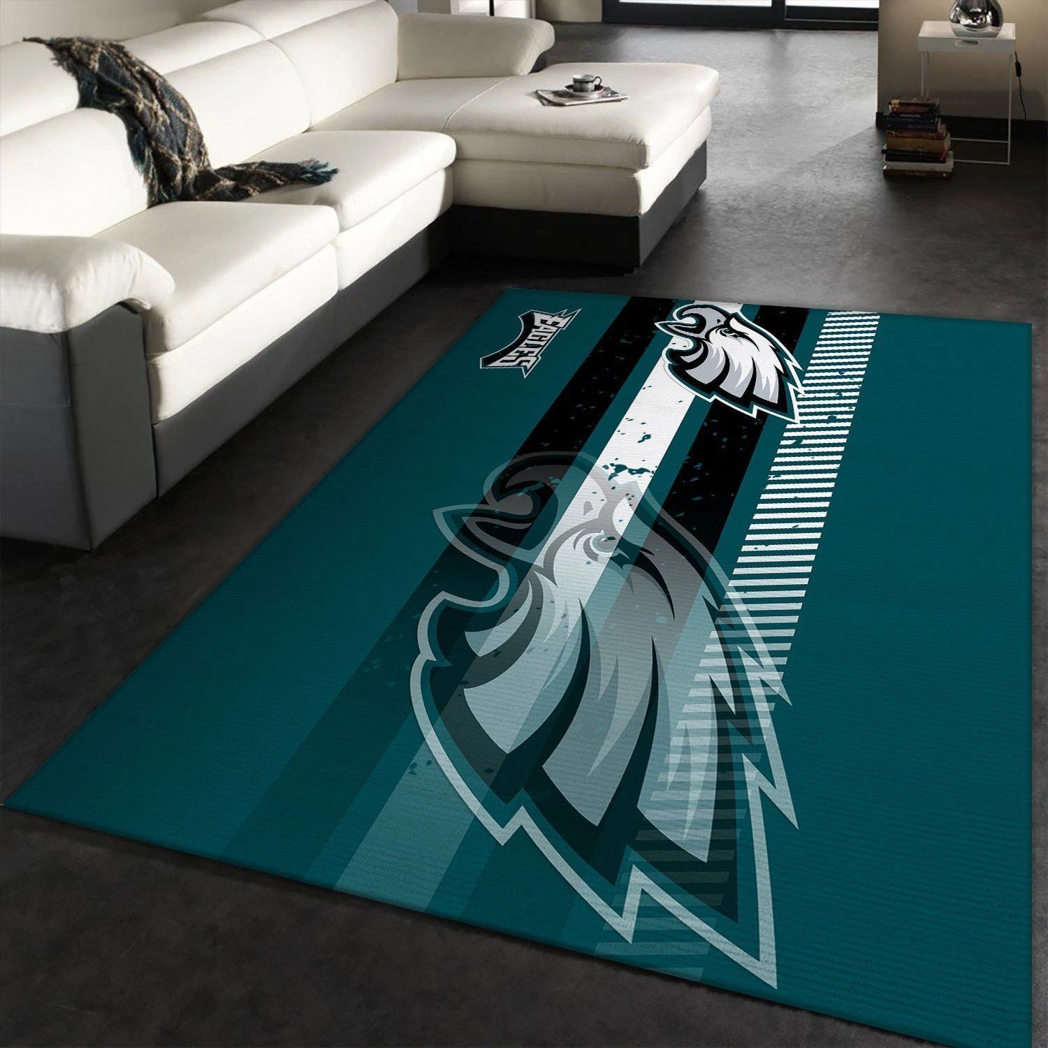 Philadelphia Eagles Nfl Team Logo Rug Room Carpet Custom Area Floor Home Decor - Indoor Outdoor Rugs