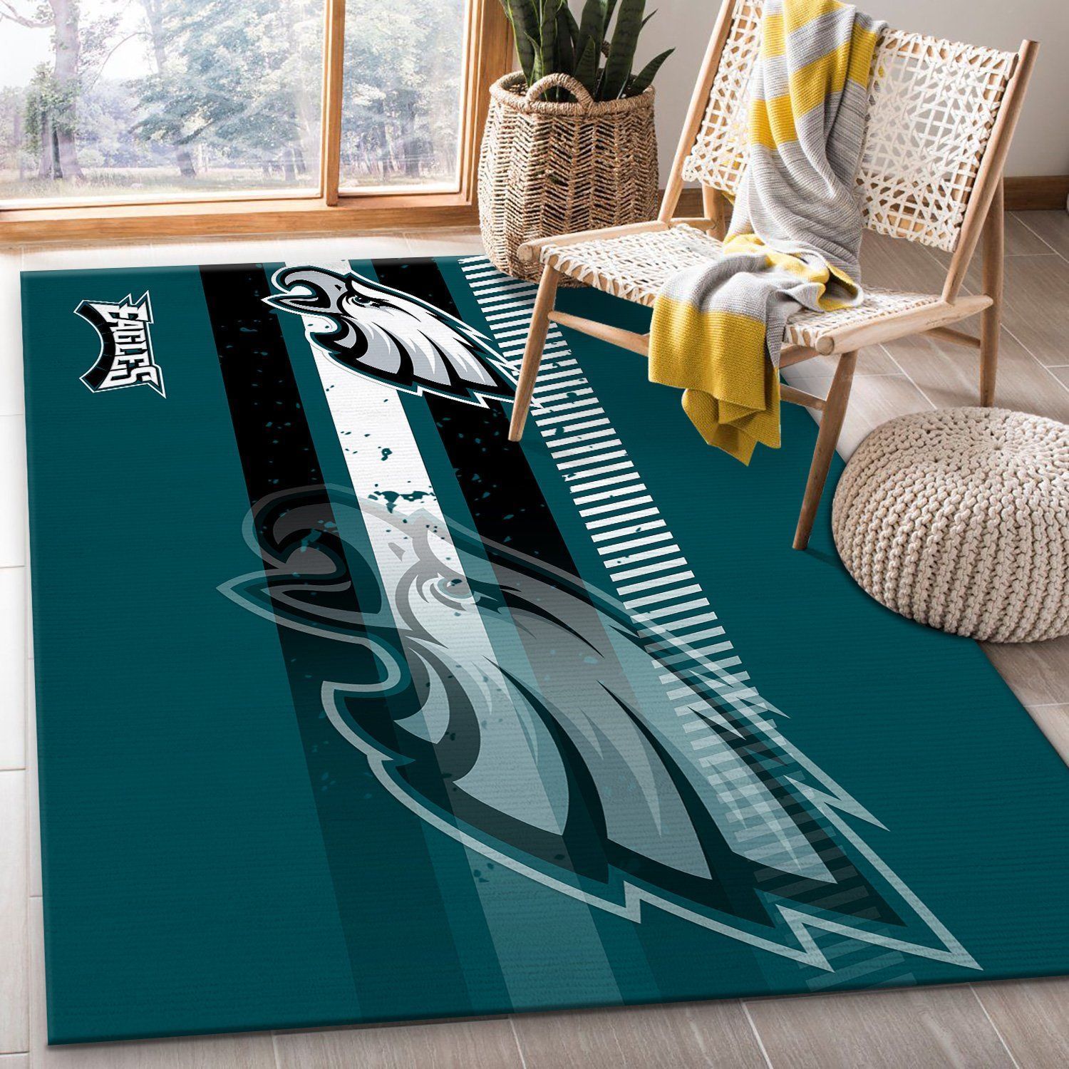 Philadelphia Eagles Nfl Team Logo Rug Room Carpet Custom Area Floor Home Decor - Indoor Outdoor Rugs