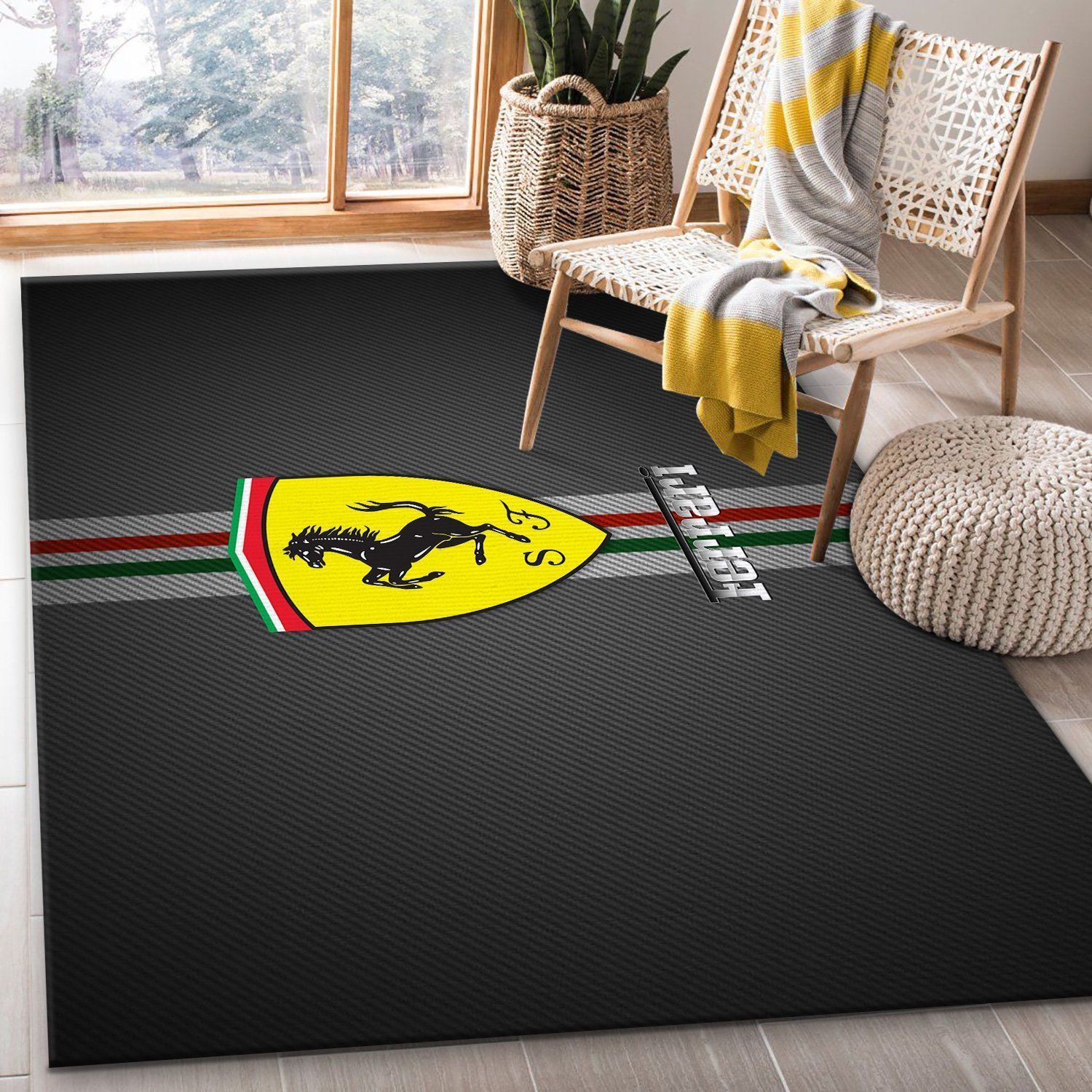 Ferrari Logo SuperCars Area Rugs Living Room Carpet Local Brands Floor Decor The US Decor - Indoor Outdoor Rugs