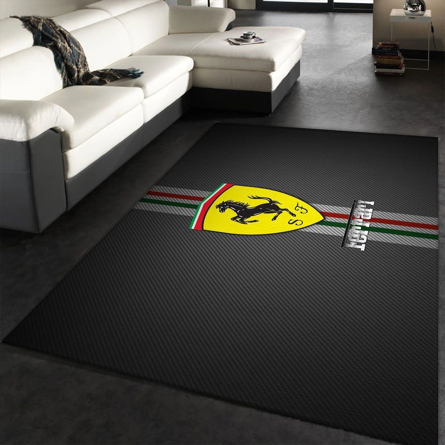 Ferrari Logo SuperCars Area Rugs Living Room Carpet Local Brands Floor Decor The US Decor - Indoor Outdoor Rugs